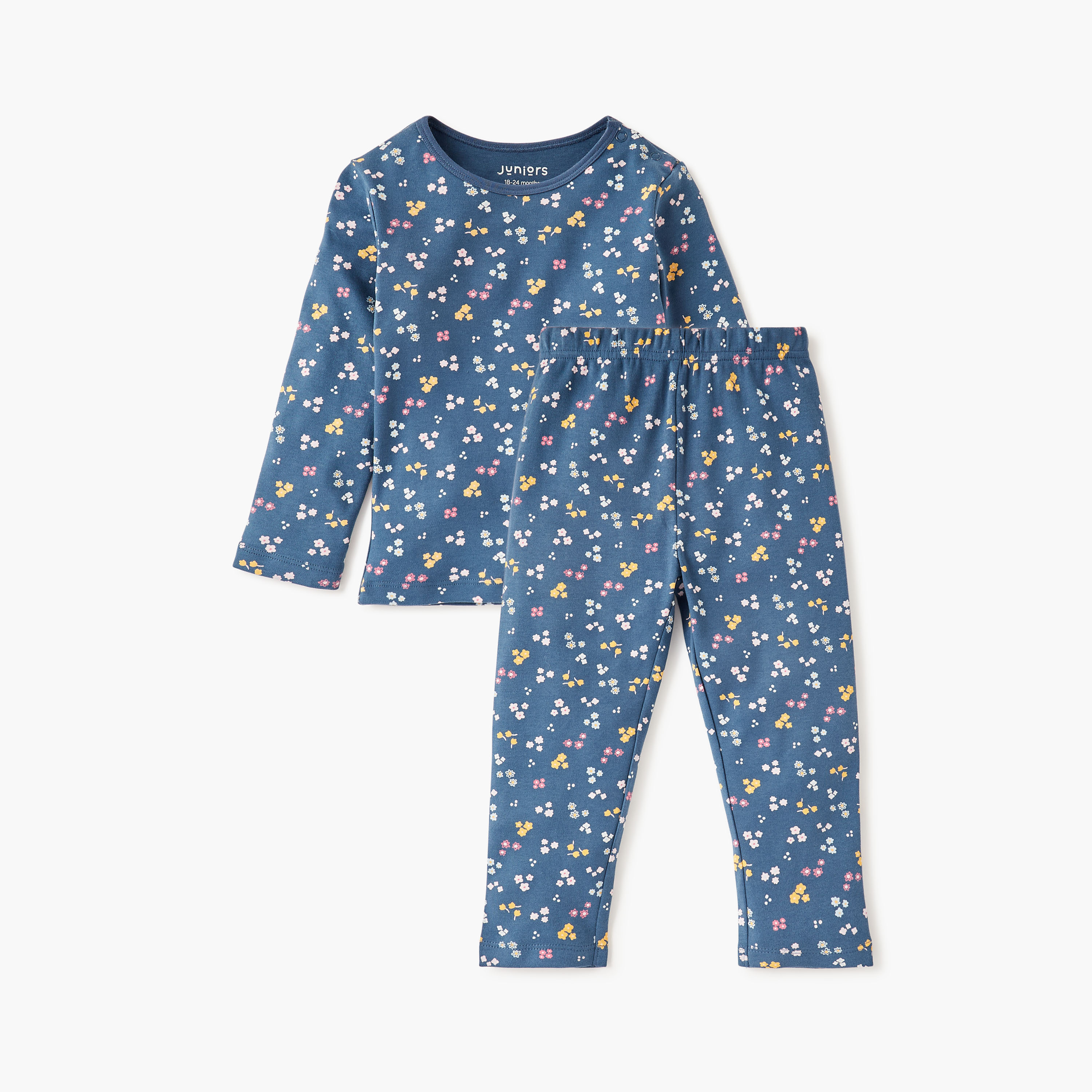 Juniors All-Over Floral Print T-shirt and Pyjama Set-baby-girls-clothing-nightwear-pyjamasets-image-2