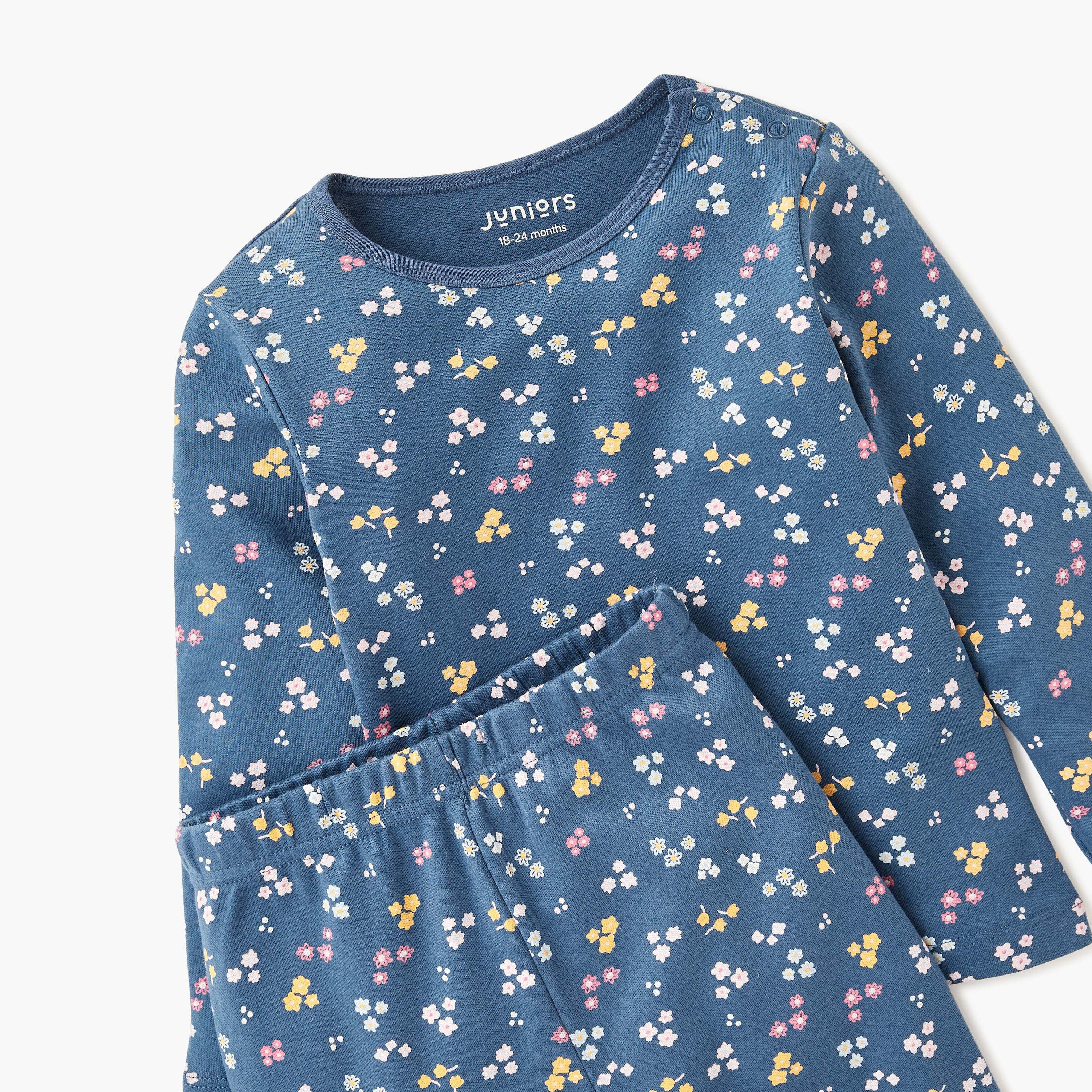 Juniors All-Over Floral Print T-shirt and Pyjama Set-baby-girls-clothing-nightwear-pyjamasets-image-5