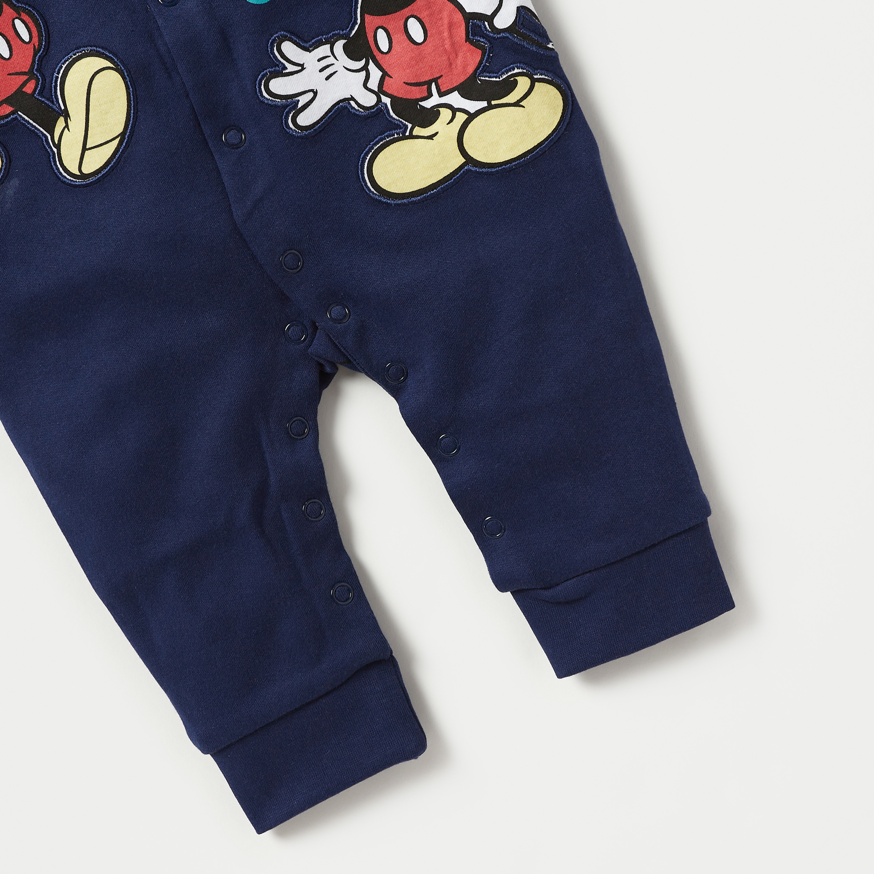 Disney Mickey Mouse Applique Detail Sleepsuit with Hood and Long Sleeves-baby-boys-clothing-nightwear-sleepsuits-image-3