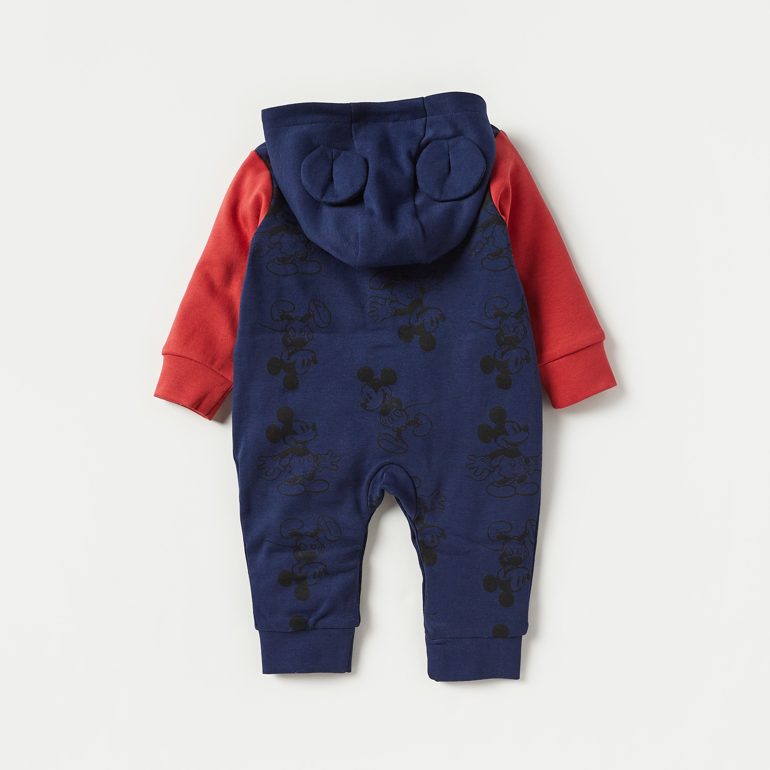 Disney Mickey Mouse Applique Detail Sleepsuit with Hood and Long Sleeves-baby-boys-clothing-nightwear-sleepsuits-image-4