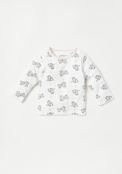 All Over Unicorn Print T-shirt and Pyjama Set-Pyjama Sets-image-1