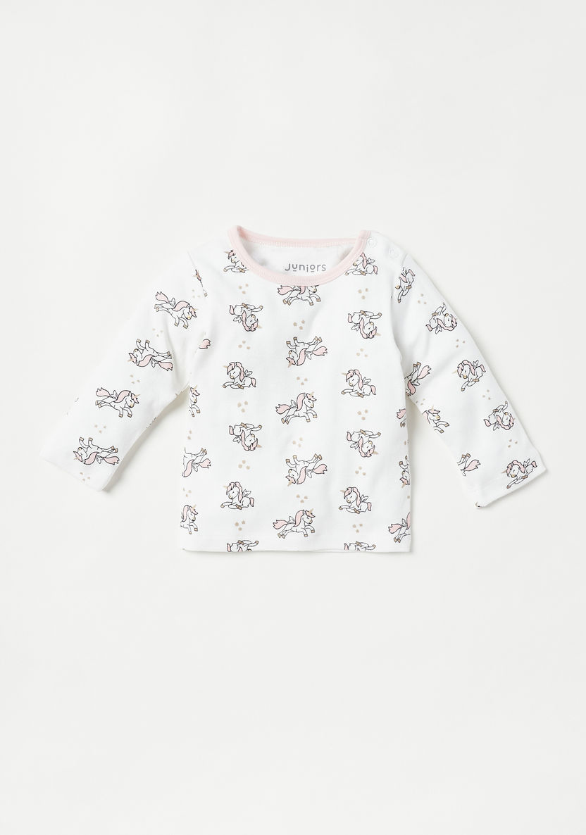 All Over Unicorn Print T-shirt and Pyjama Set-Pyjama Sets-image-1