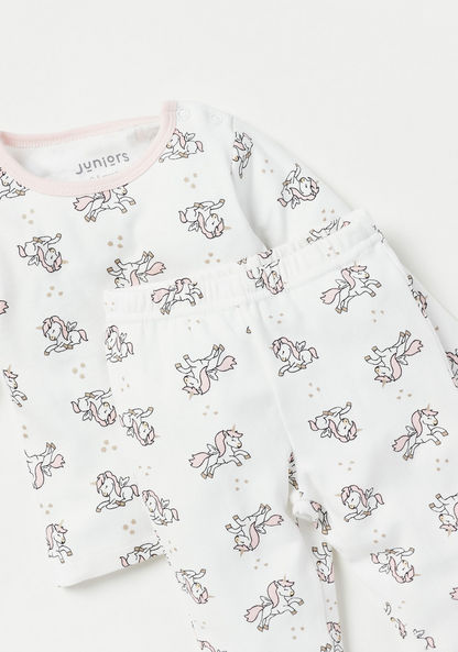 All Over Unicorn Print T-shirt and Pyjama Set-Pyjama Sets-image-3
