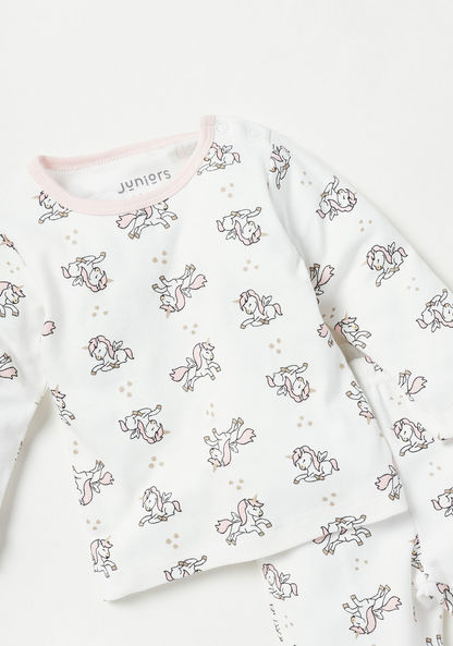 All Over Unicorn Print T-shirt and Pyjama Set-Pyjama Sets-image-4