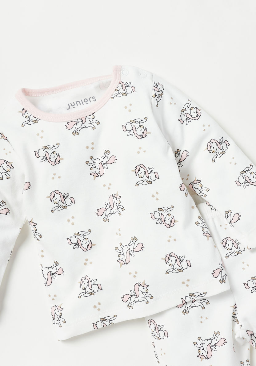All Over Unicorn Print T-shirt and Pyjama Set-Pyjama Sets-image-4