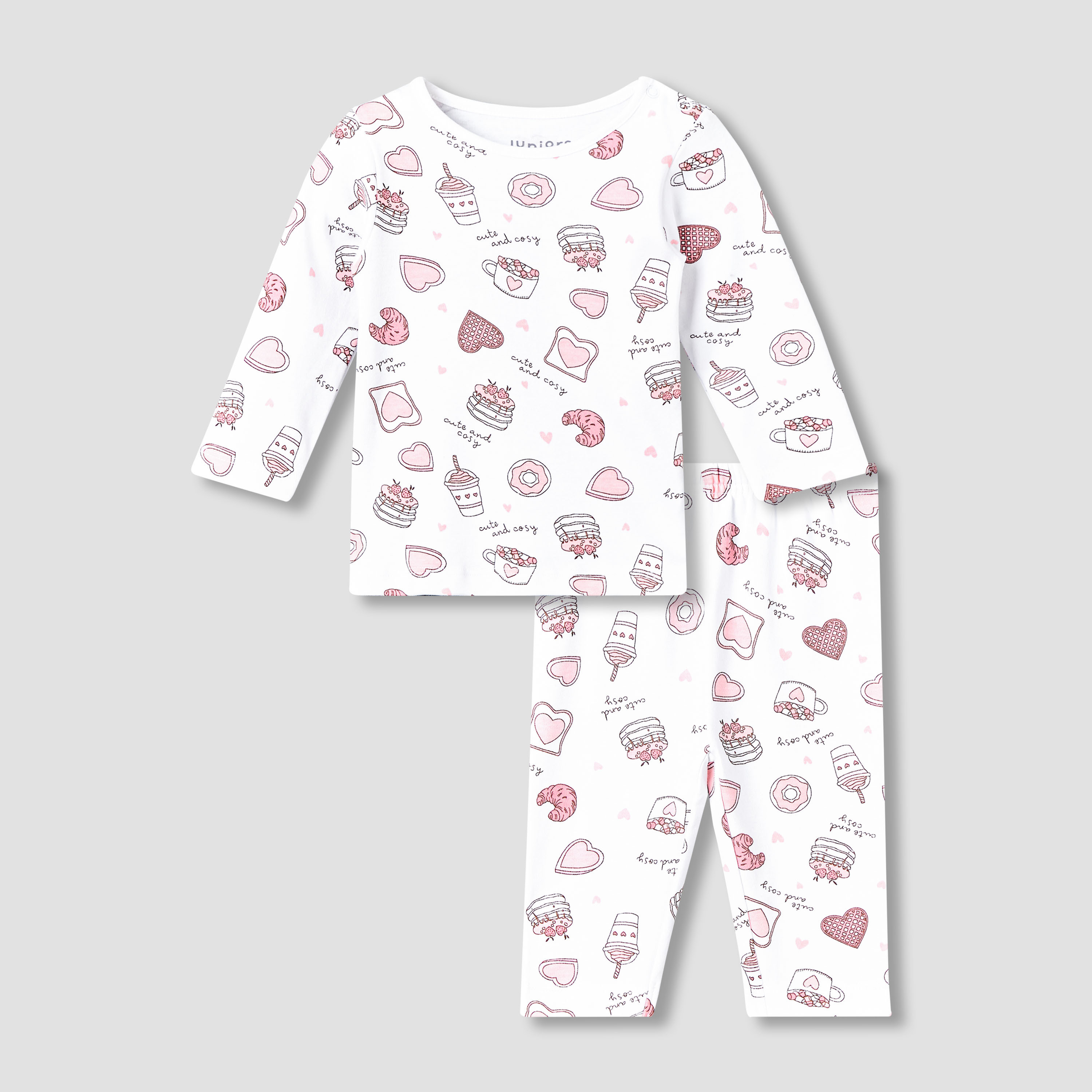 Juniors Cotton Round Neck Long Sleeves Pyjama Set with Food Print-baby-girls-clothing-nightwear-pyjamasets-image-2
