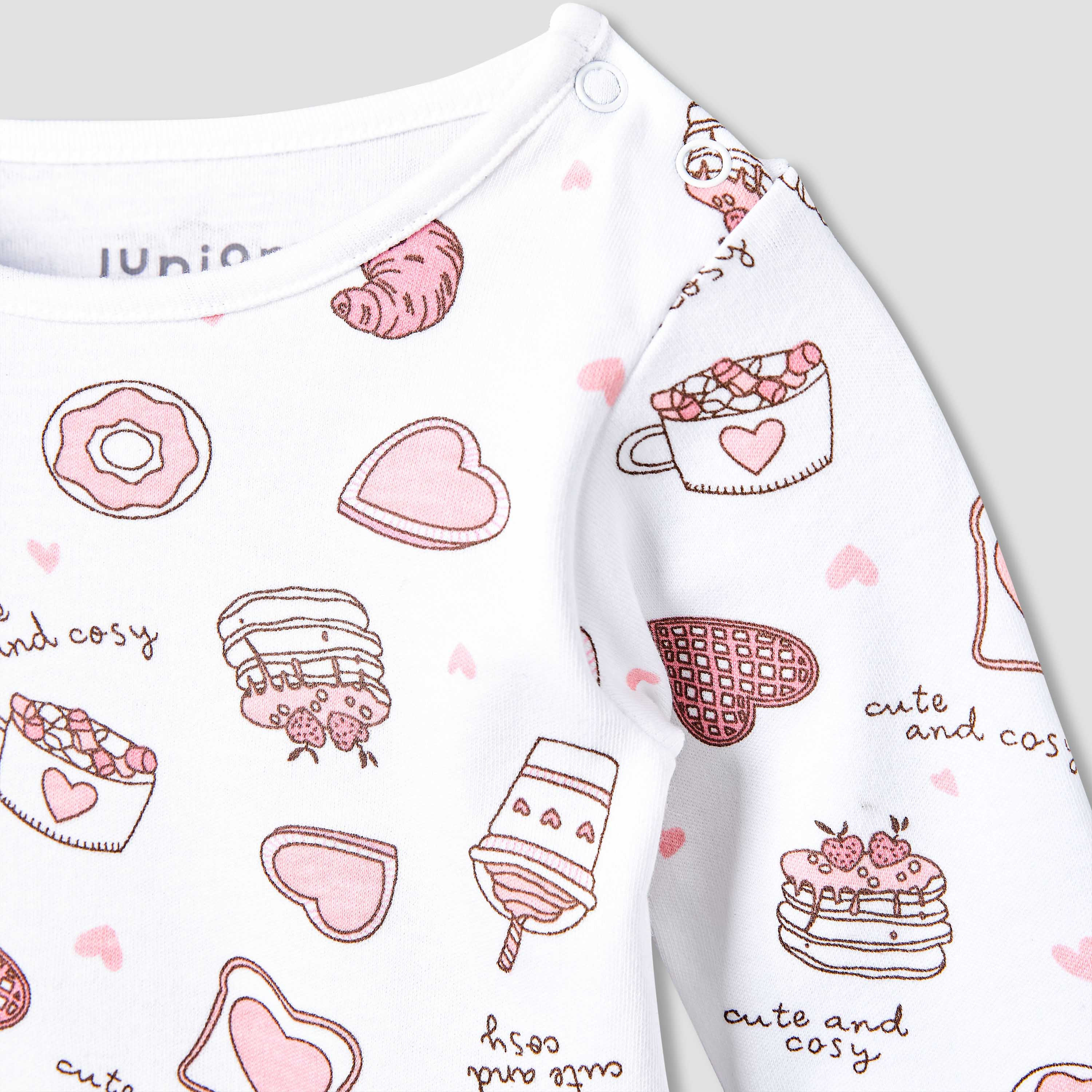 Juniors Cotton Round Neck Long Sleeves Pyjama Set with Food Print-baby-girls-clothing-nightwear-pyjamasets-image-6