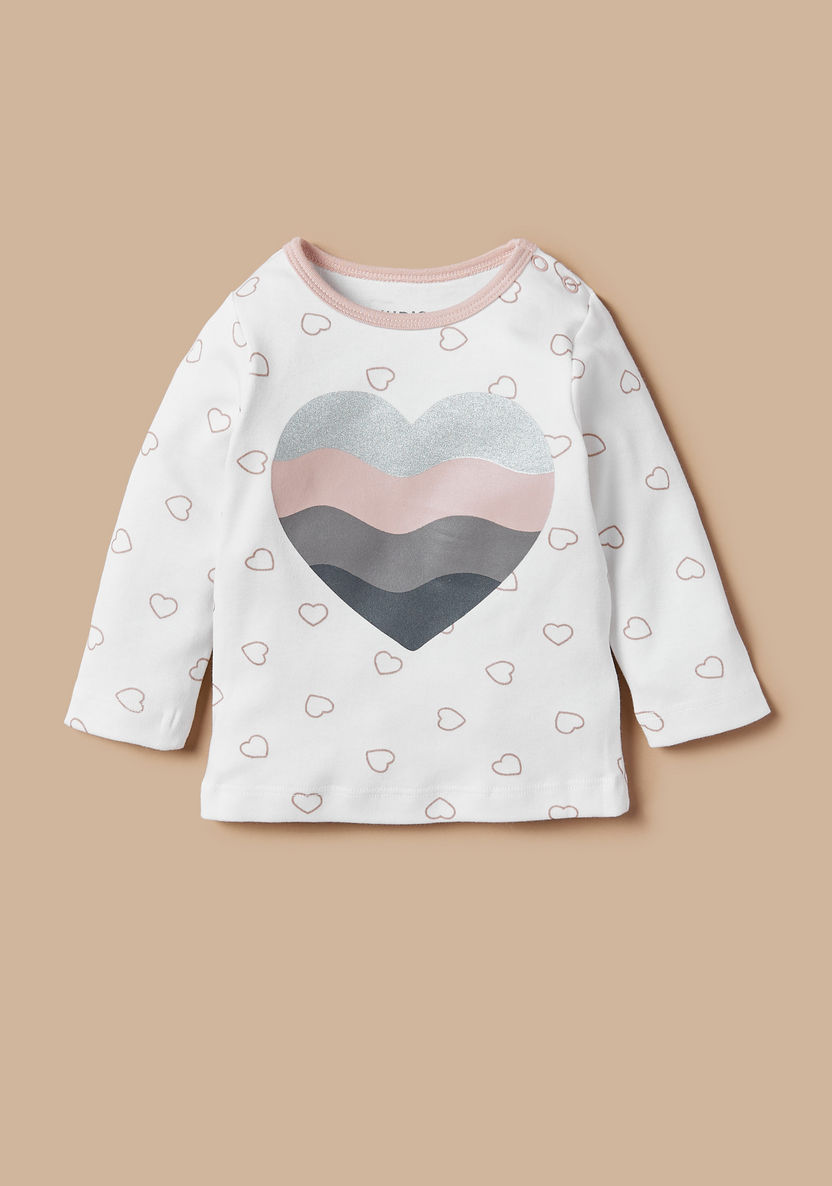 Juniors All-Over Heart Print T-shirt and Pyjama Set-Pyjama Sets-image-1