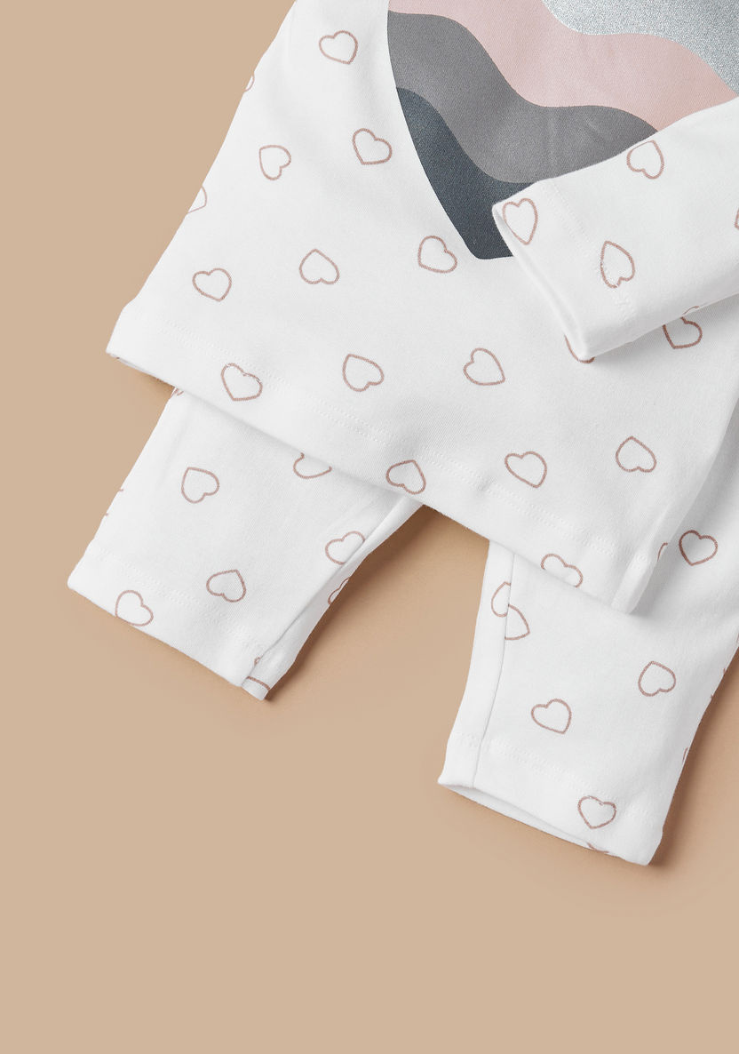 Juniors All-Over Heart Print T-shirt and Pyjama Set-Pyjama Sets-image-4