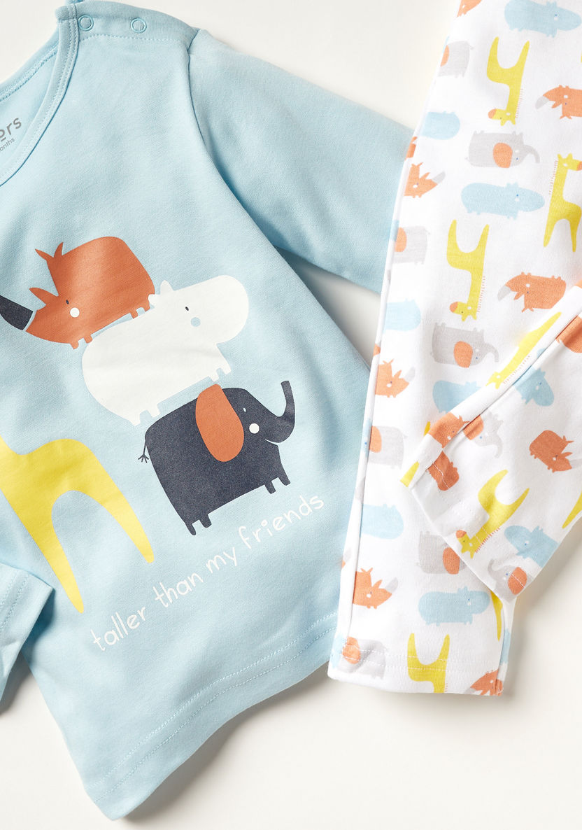Juniors Printed Long Sleeve T-shirt and Pyjama Set-Pyjama Sets-image-4