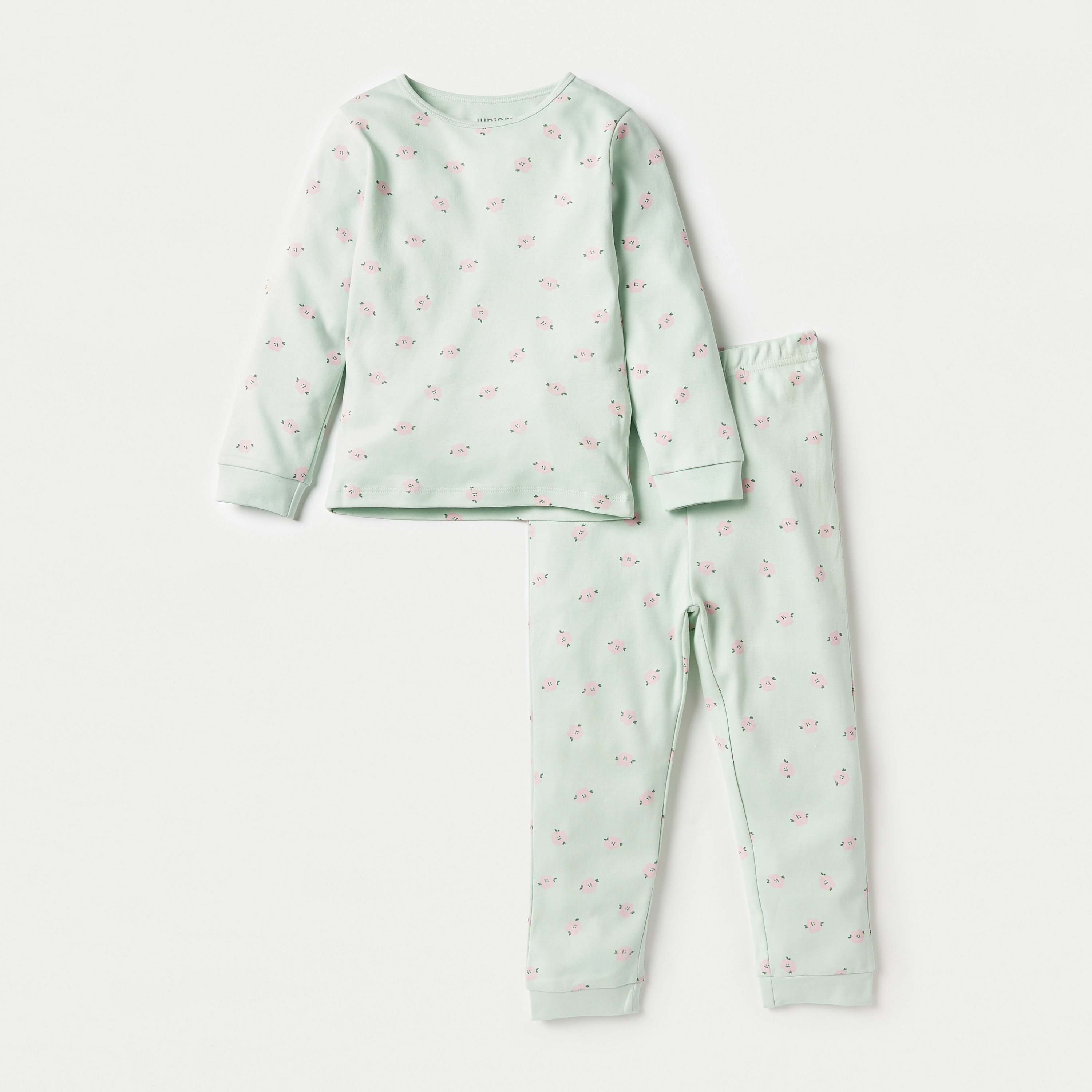 Juniors All-Over Print Long Sleeves T-shirt with Pyjamas - Set of 3-baby-girls-clothing-nightwear-pyjamasets-image-3