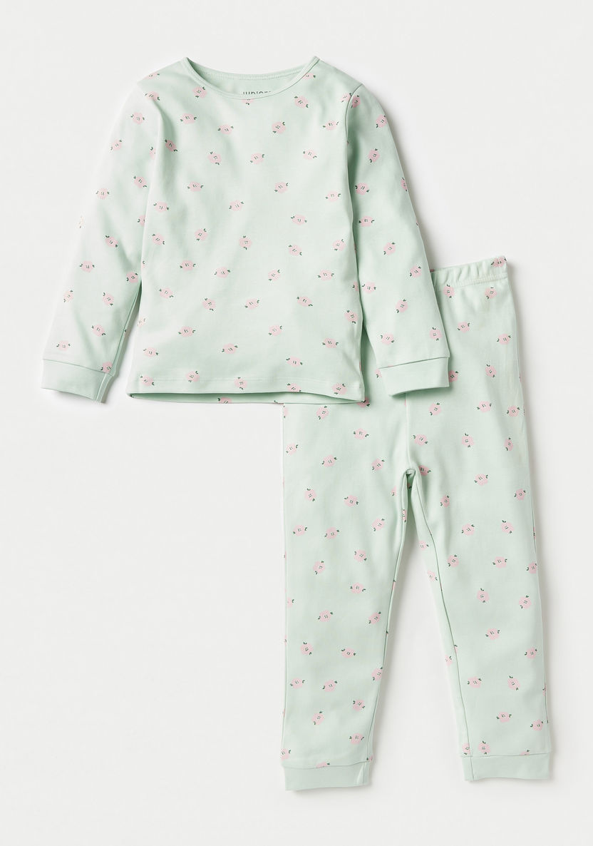 Juniors All-Over Print Long Sleeves T-shirt with Pyjamas - Set of 3-Pyjama Sets-image-2