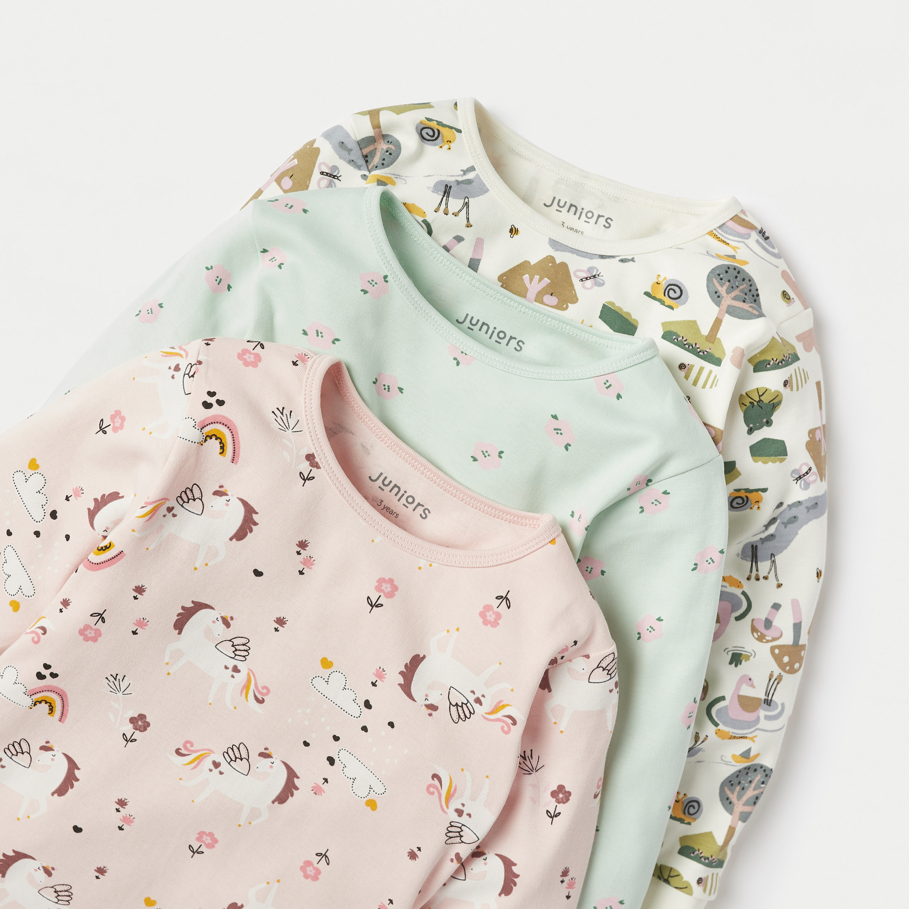 Juniors All-Over Print Long Sleeves T-shirt with Pyjamas - Set of 3-baby-girls-clothing-nightwear-pyjamasets-image-5