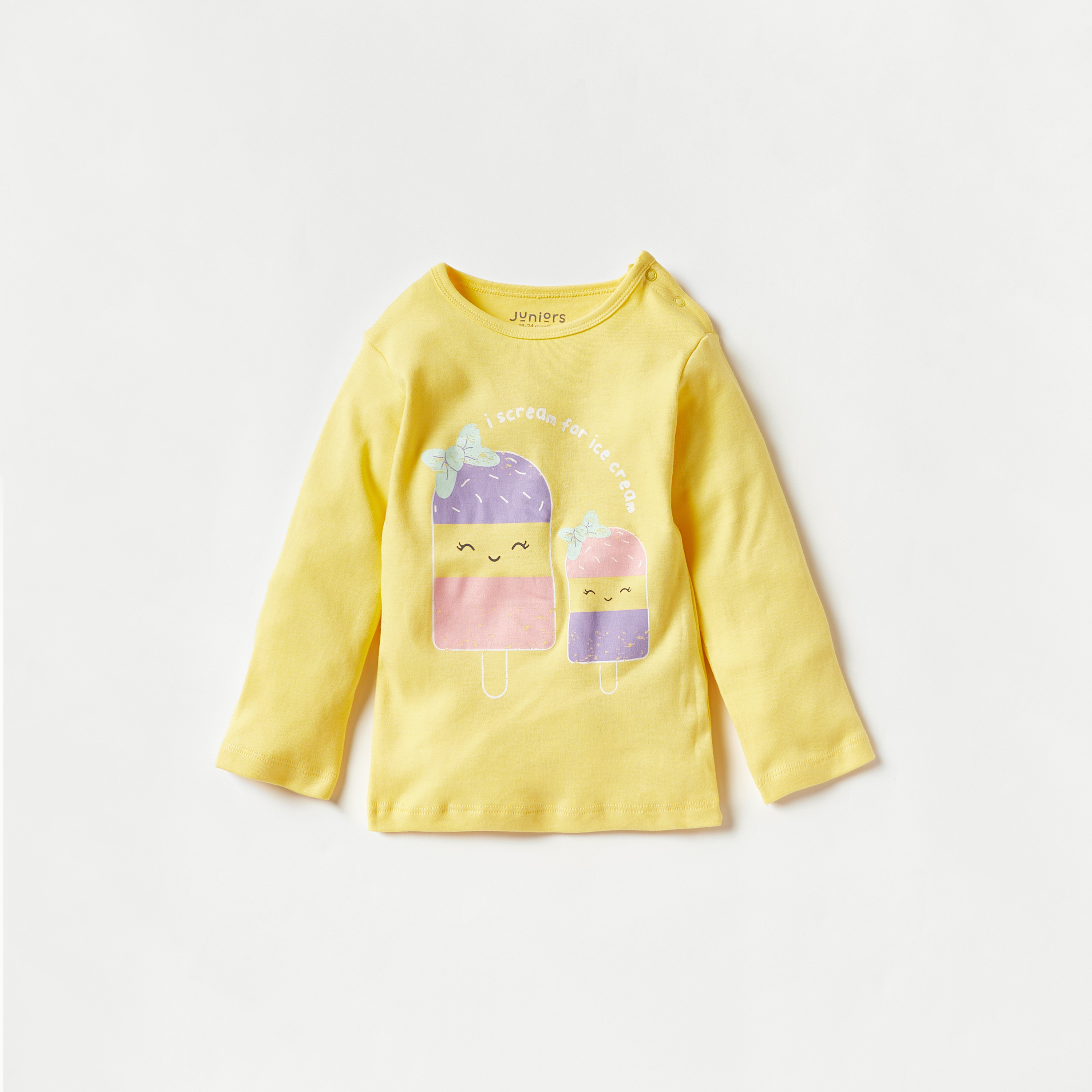 Juniors Ice Cream Print Long Sleeves T-shirt and Pyjama Set-baby-boys-clothing-nightwear-pyjamasets-image-2