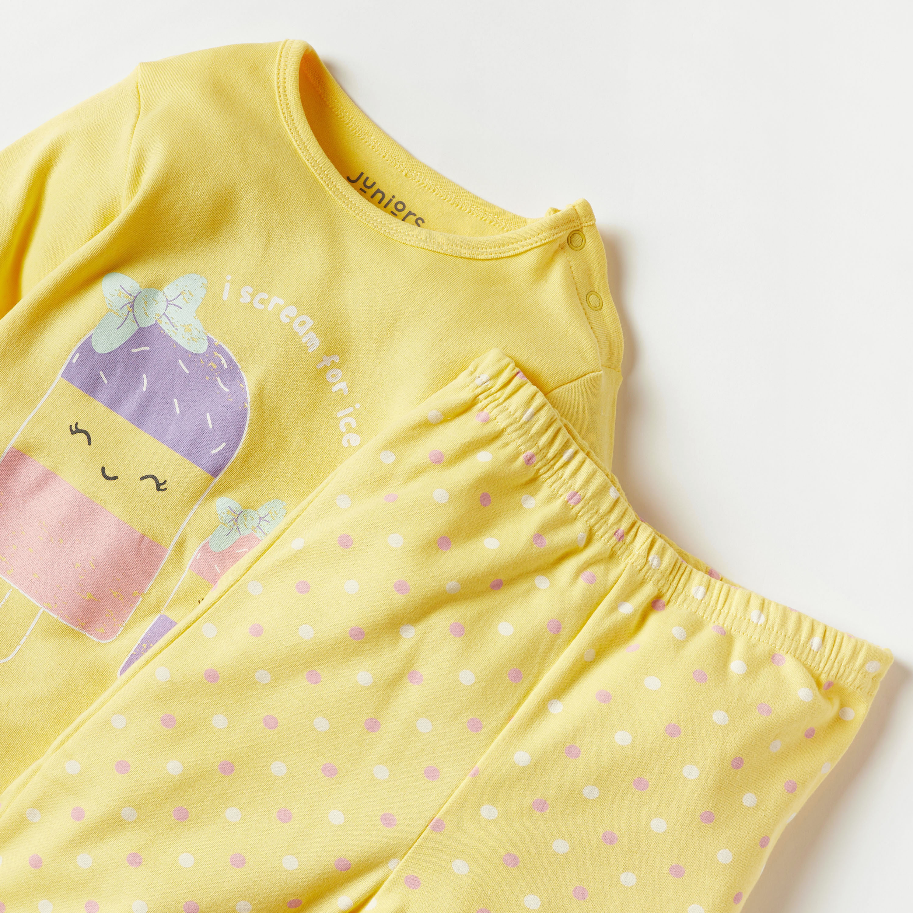 Juniors Ice Cream Print Long Sleeves T-shirt and Pyjama Set-baby-boys-clothing-nightwear-pyjamasets-image-4