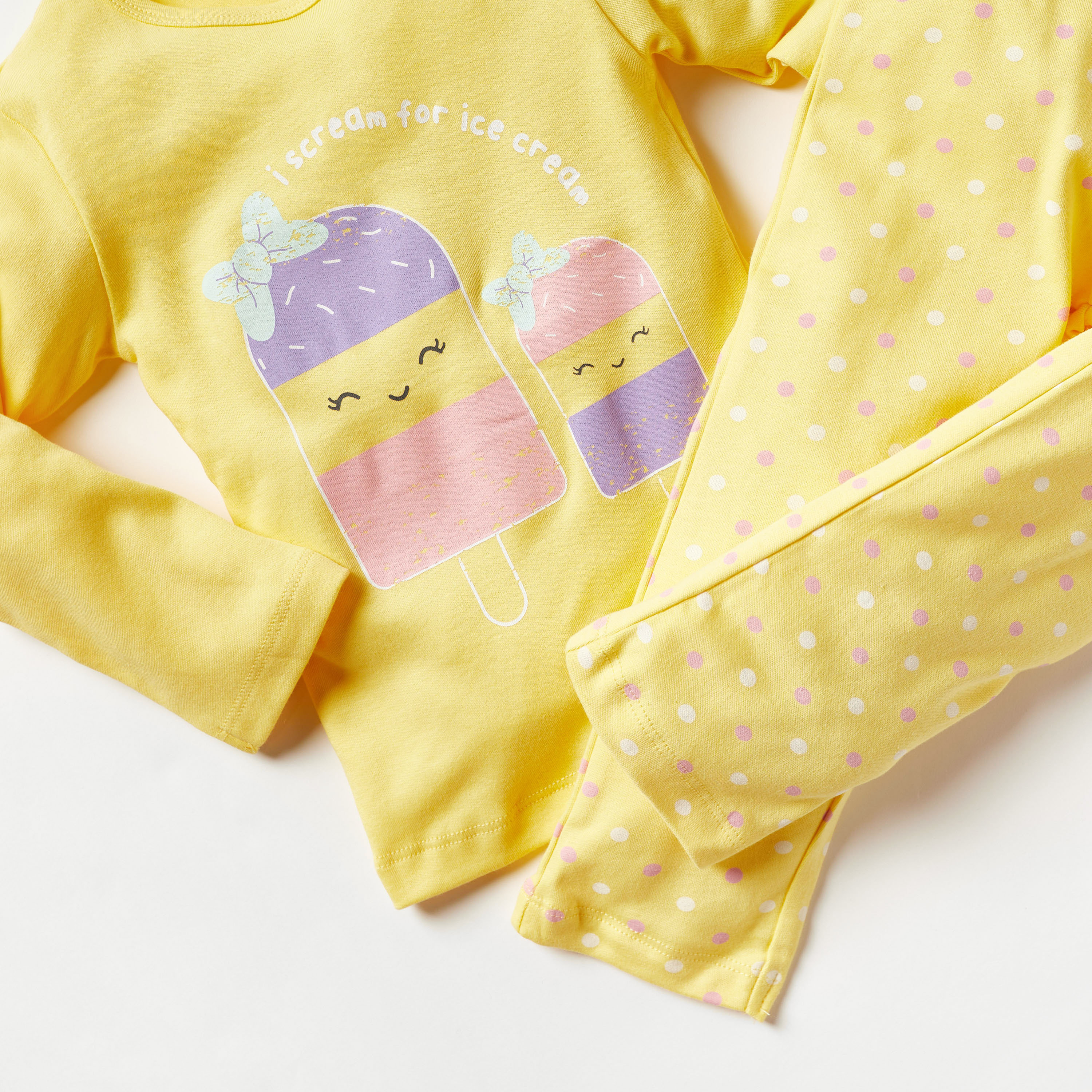 Juniors Ice Cream Print Long Sleeves T-shirt and Pyjama Set-baby-boys-clothing-nightwear-pyjamasets-image-5