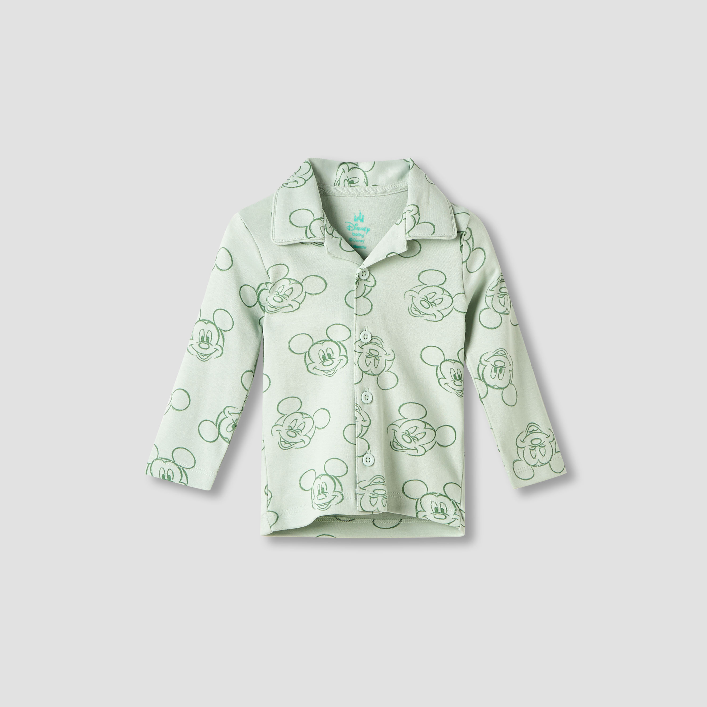 Disney Mickey Mouse Print Shirt and Pyjama Set-baby-boys-clothing-nightwear-pyjamasets-image-2