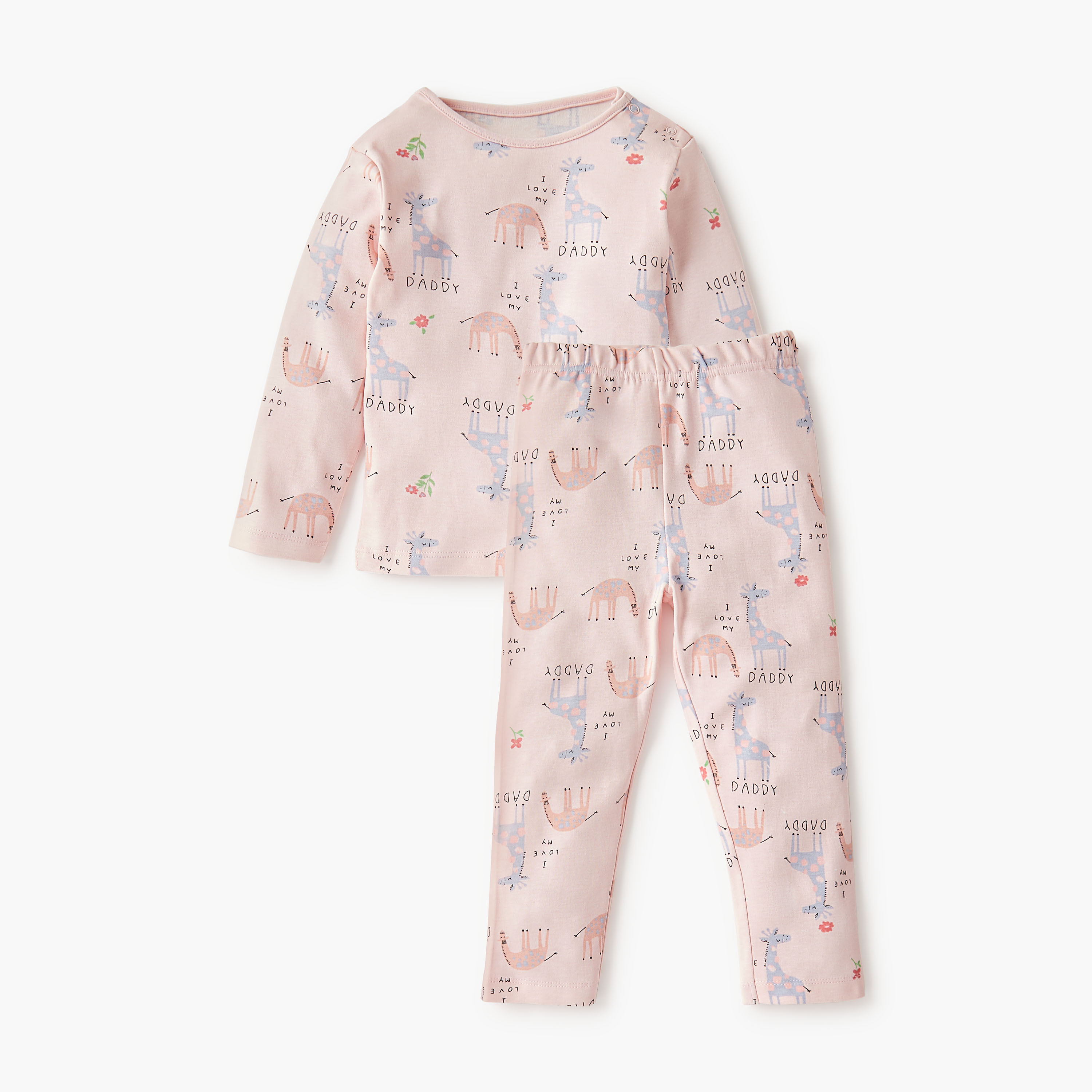 Juniors Bunny Print T-shirt and Pyjama Set-baby-girls-clothing-nightwear-pyjamasets-image-2