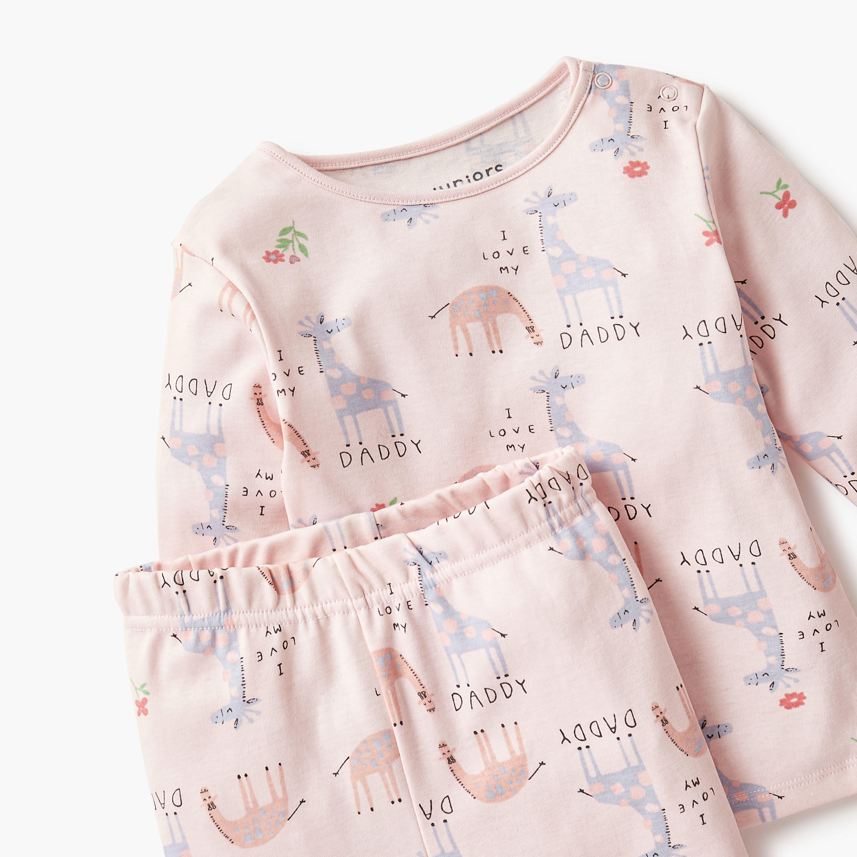 Juniors Bunny Print T-shirt and Pyjama Set-baby-girls-clothing-nightwear-pyjamasets-image-5