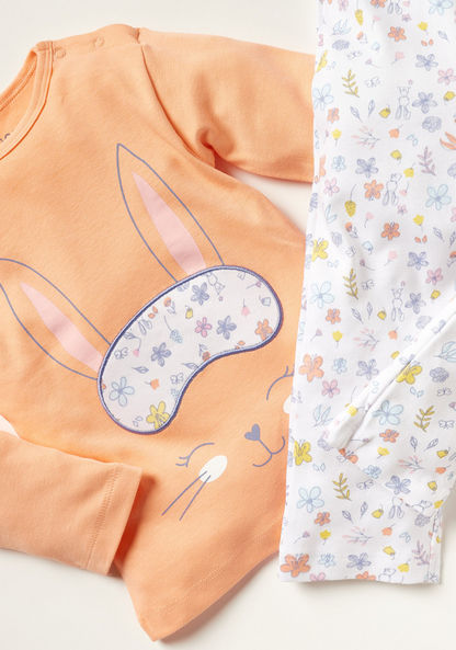 Juniors Printed Long Sleeves T-shirt and Pyjama Set-Pyjama Sets-image-4