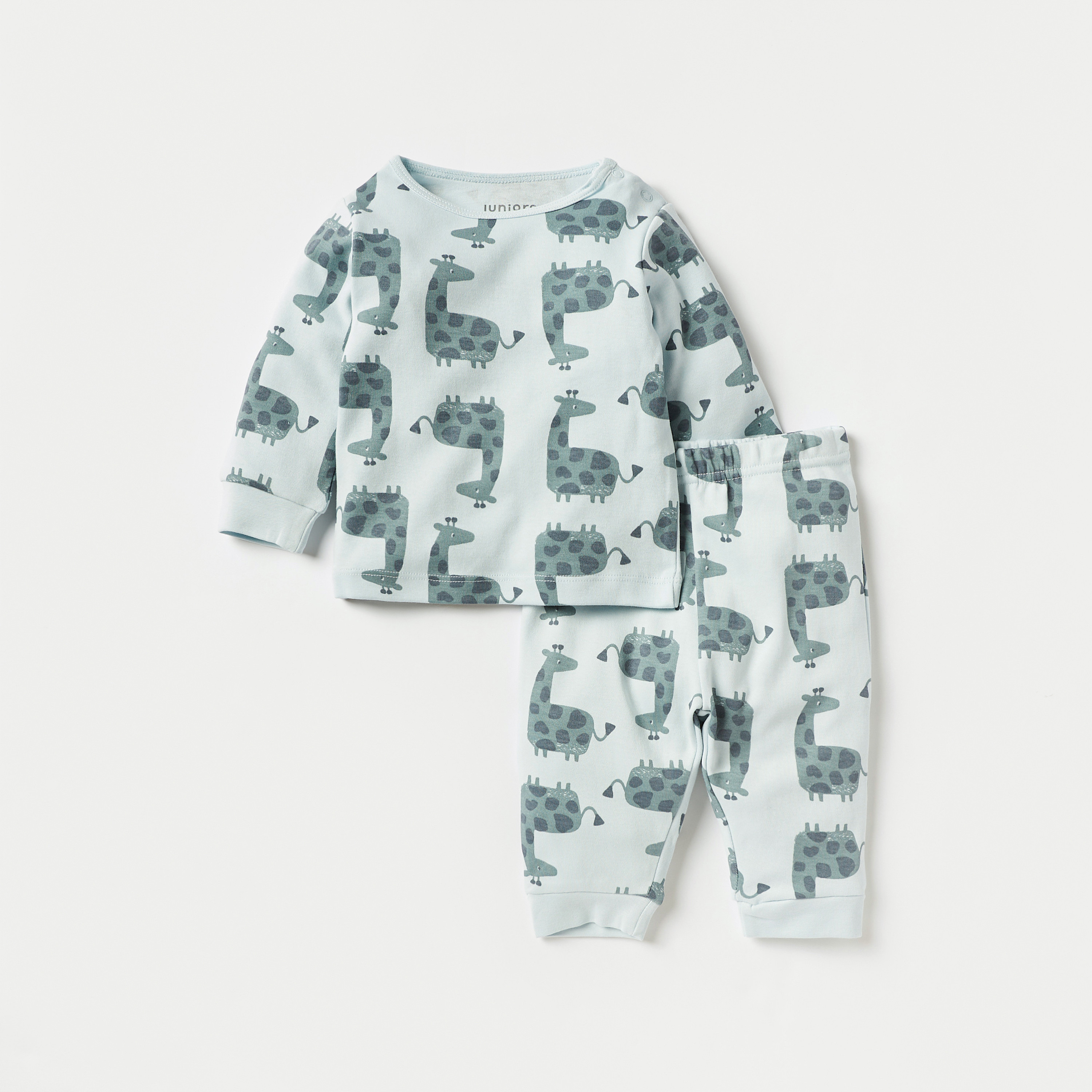 Juniors Animal Print Long Sleeves T-shirt with Pyjamas - Set of 3-baby-boys-clothing-nightwear-pyjamasets-image-2
