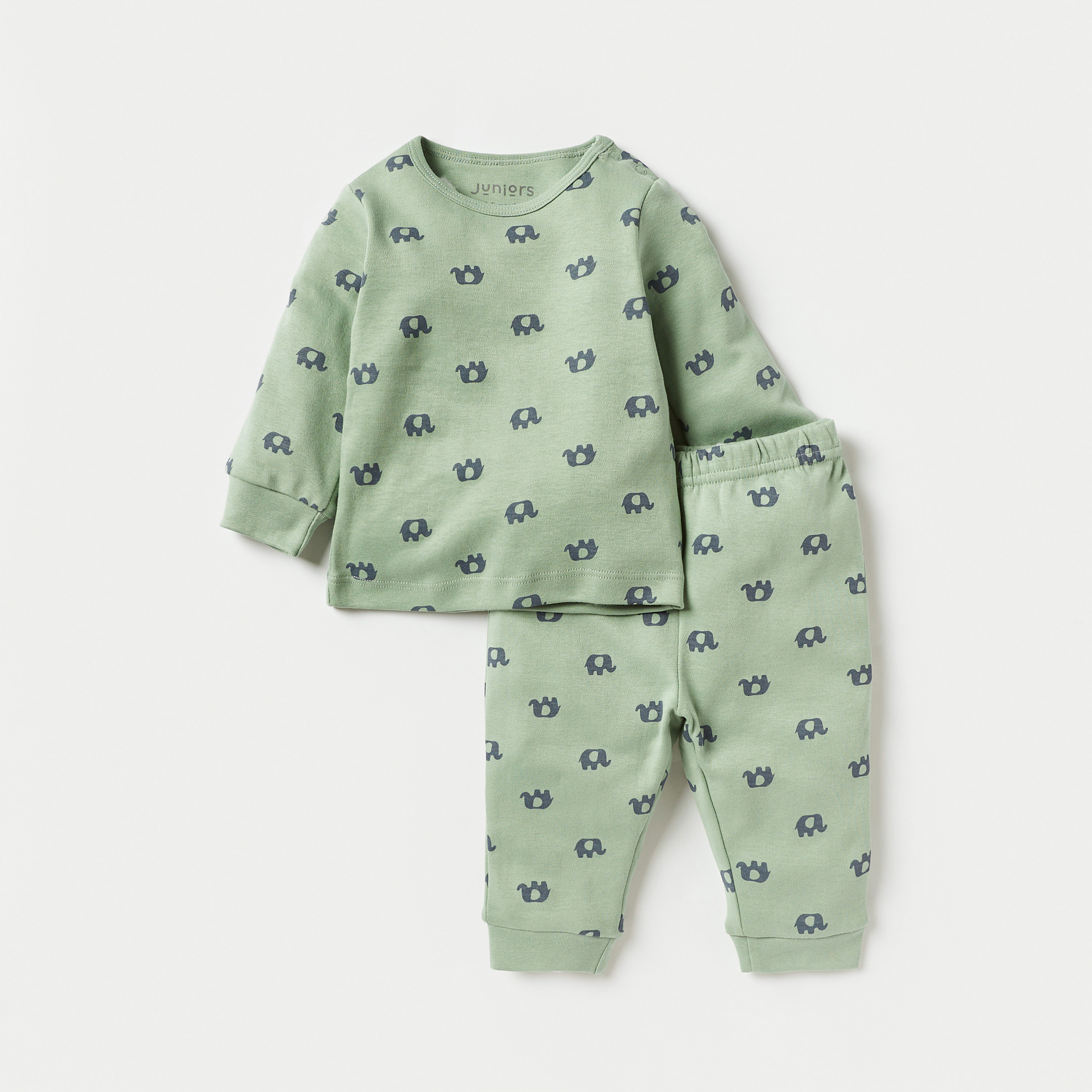 Juniors Animal Print Long Sleeves T-shirt with Pyjamas - Set of 3-baby-boys-clothing-nightwear-pyjamasets-image-3