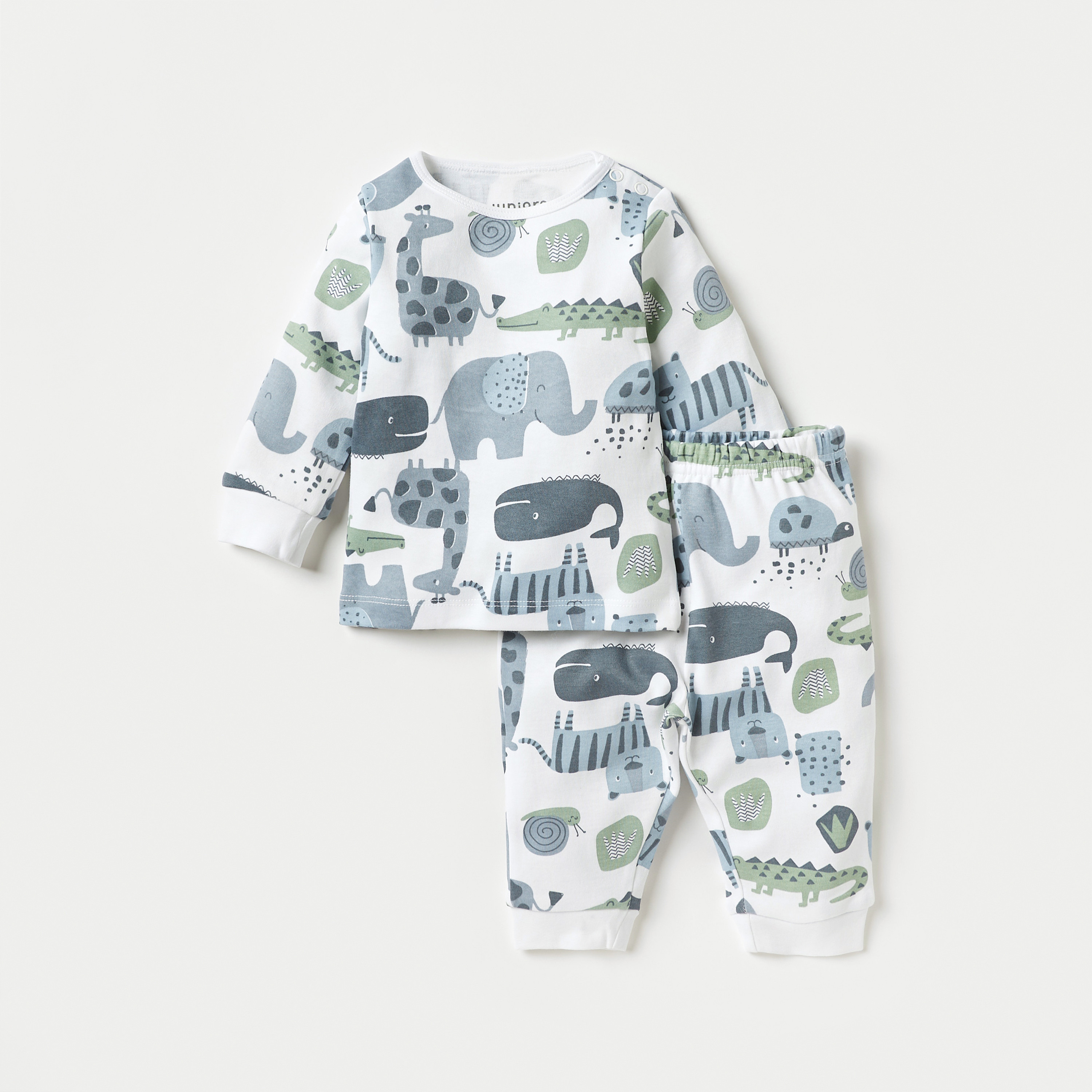 Juniors Animal Print Long Sleeves T-shirt with Pyjamas - Set of 3-baby-boys-clothing-nightwear-pyjamasets-image-4