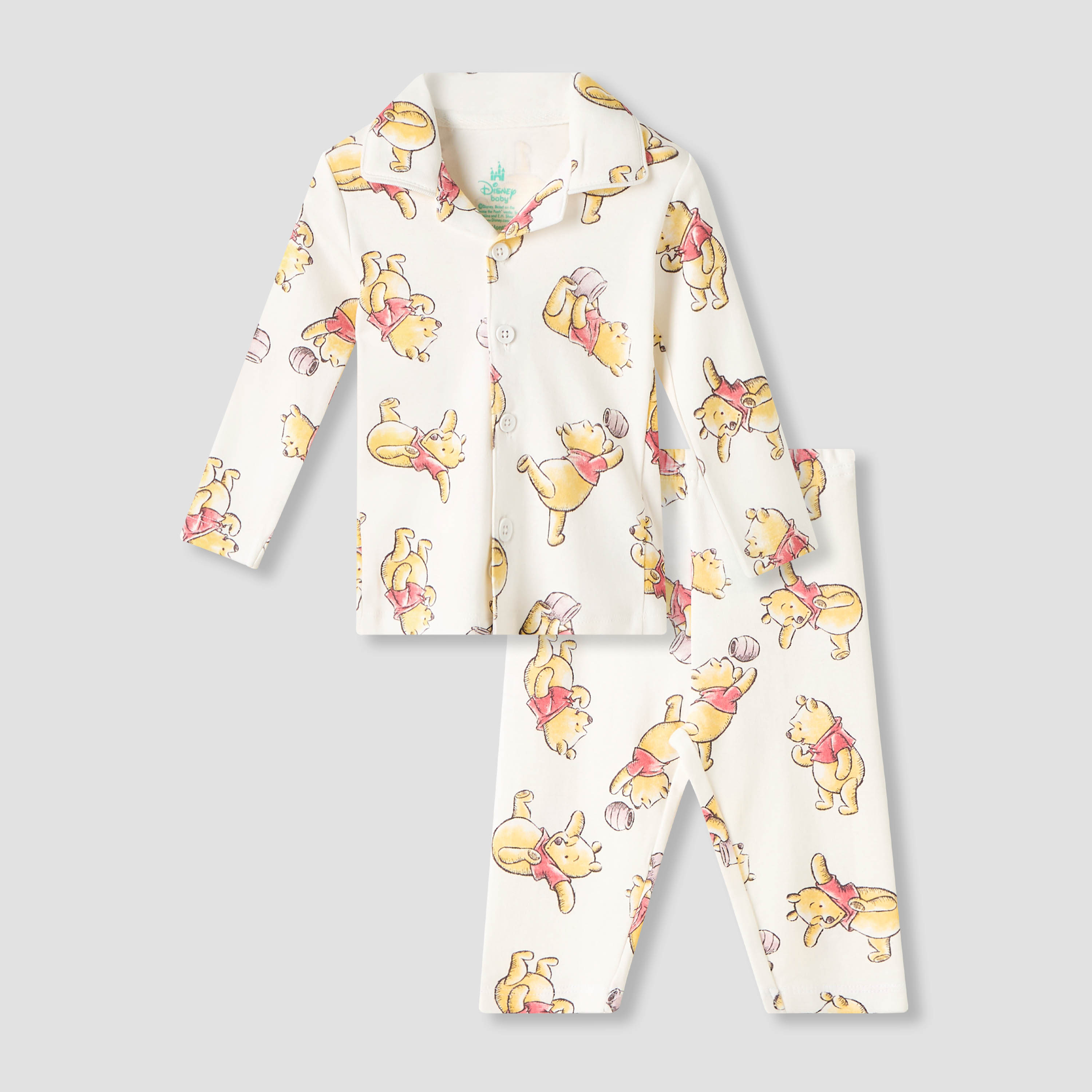Disney Pyjama Set with Winnie The Pooh Print - Cotton - Long Sleeves - Notch Collar-promo_babyshop_Buy2for79_UAE130126-image-1