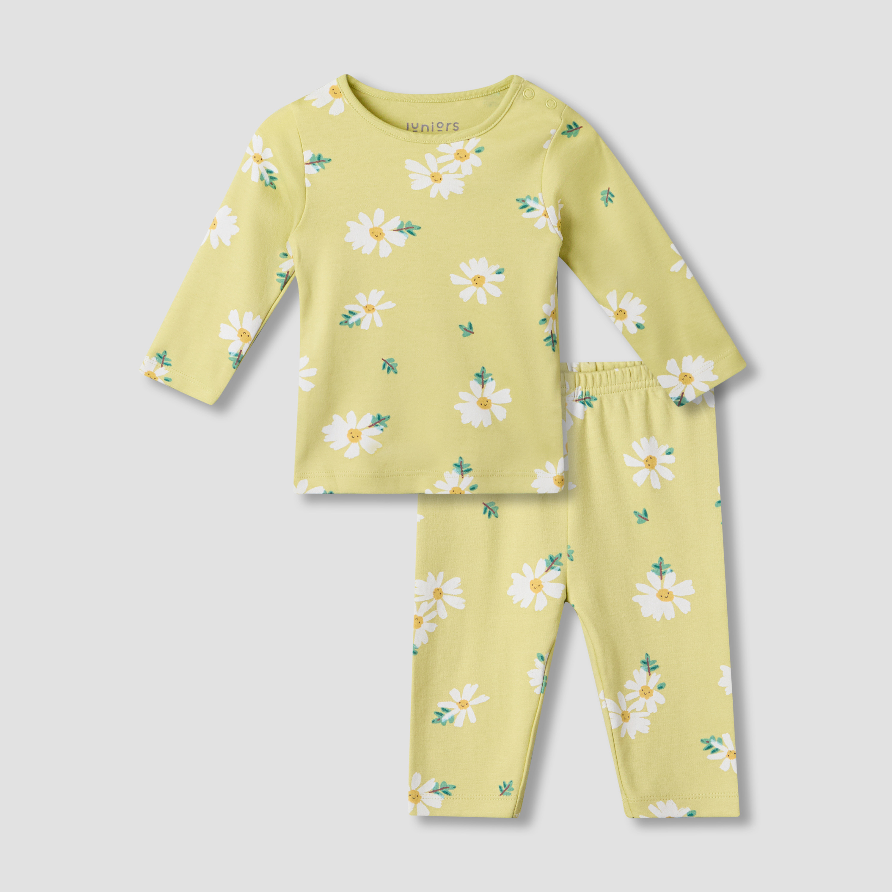 Juniors Cotton Round Neck Long Sleeve Pyjama Set with Floral Print-baby-girls-clothing-nightwear-pyjamasets-image-2