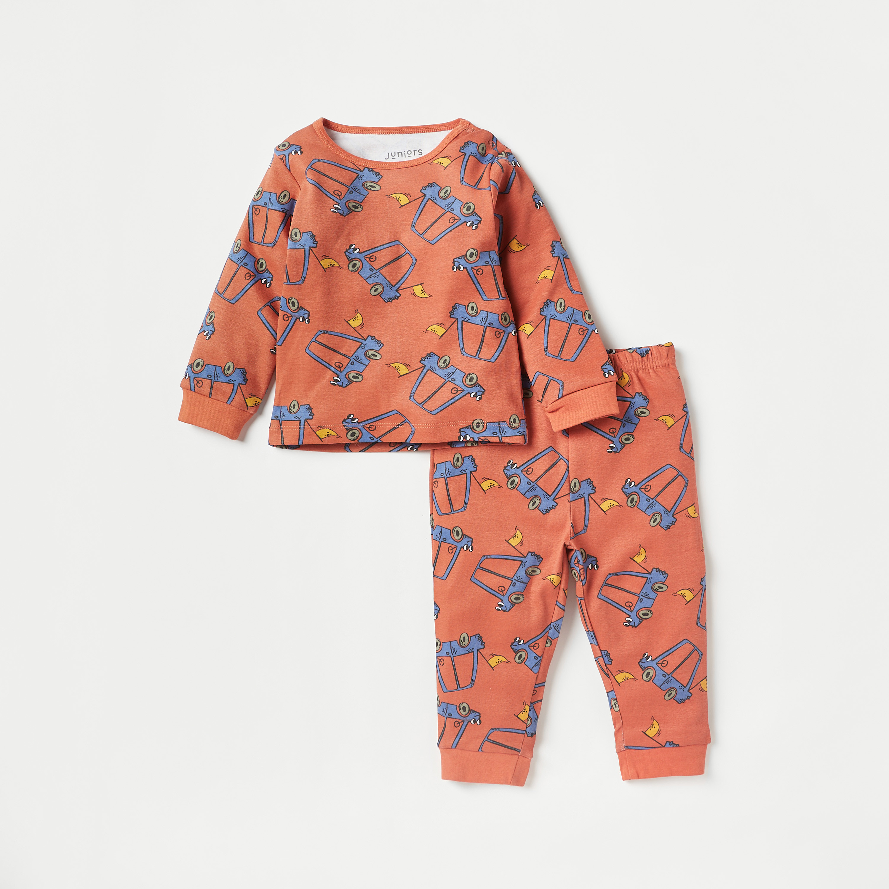 بنطلون بيجاما وتيشيرت بطبعات جرار من جونيورز - مجموعة من 3 أطقم-baby-boys-clothing-nightwear-pyjamasets-image-2