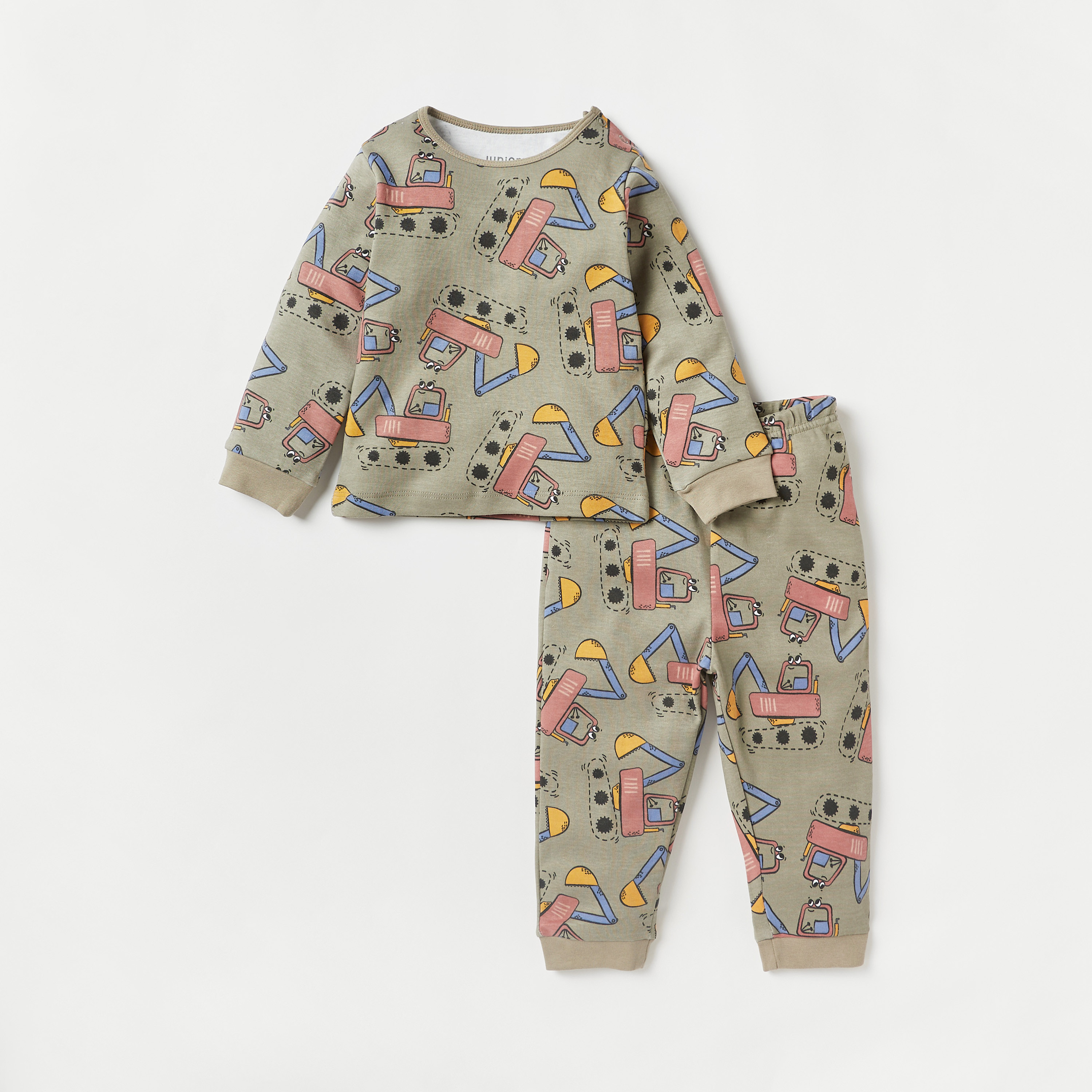 بنطلون بيجاما وتيشيرت بطبعات جرار من جونيورز - مجموعة من 3 أطقم-baby-boys-clothing-nightwear-pyjamasets-image-4