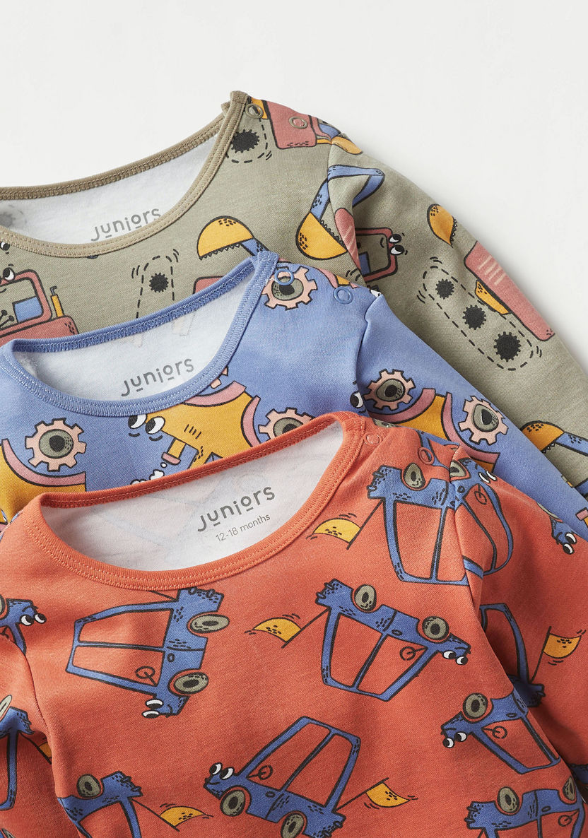 Juniors Tractor Print T-shirt with Pyjamas - Set of 3-Pyjama Sets-image-4