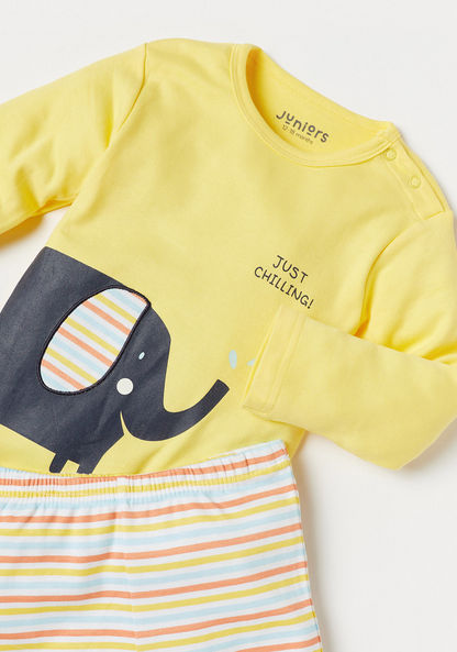 Juniors Printed Long Sleeves T-shirt and Pyjama Set