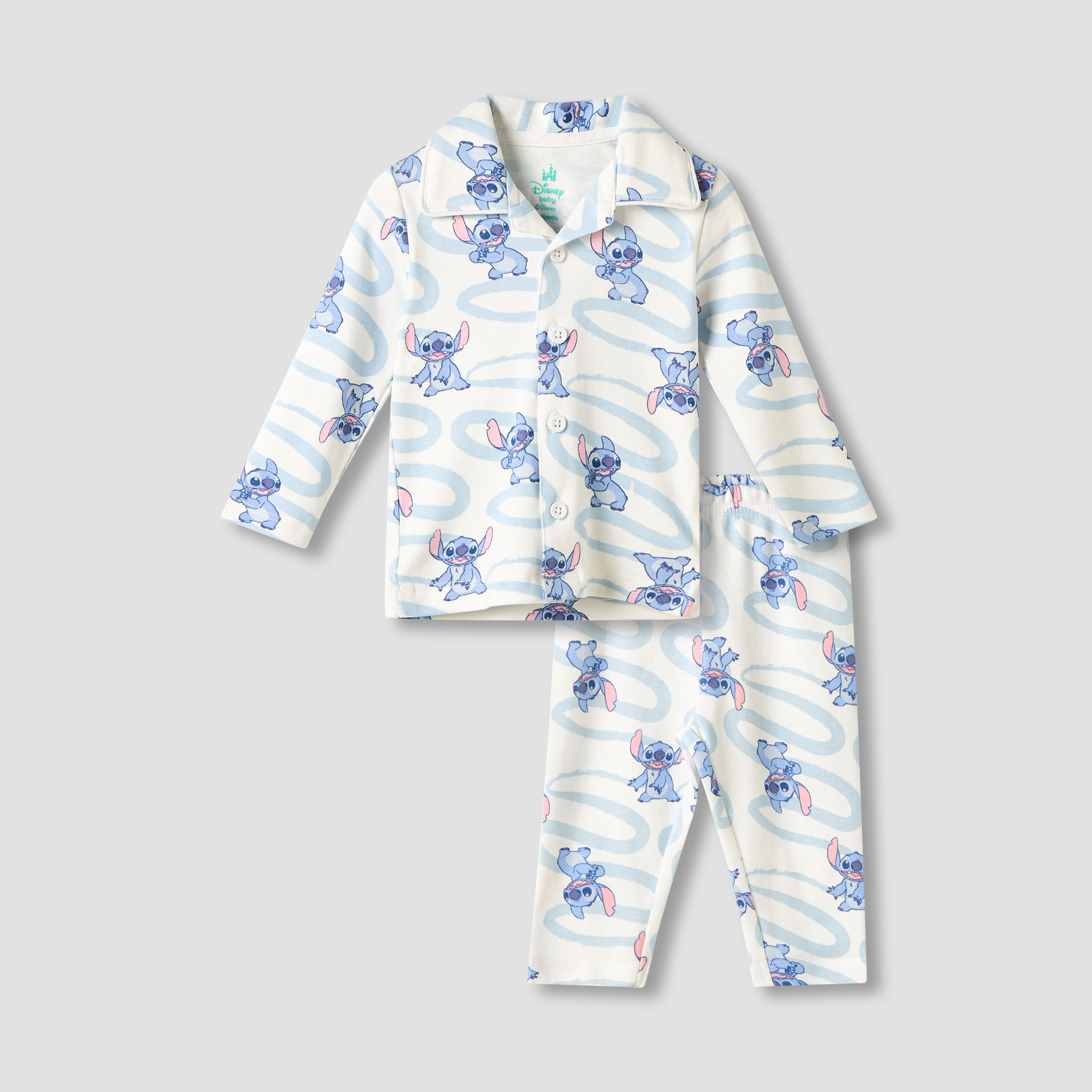 Disney Stitch Print Shirt and Pyjama Set-baby-girls-clothing-nightwear-pyjamasets-image-1