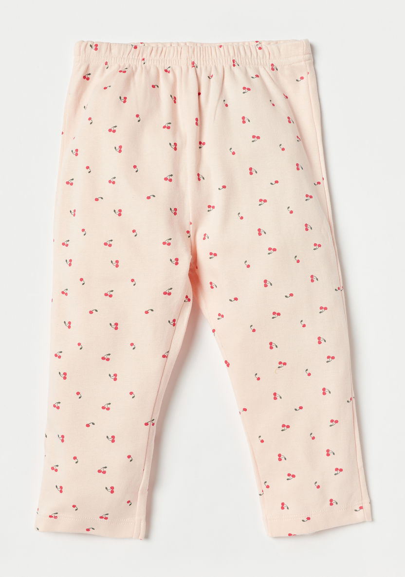 Juniors Cherry Print Long Sleeves T-shirt and Pyjama Set-Pyjama Sets-image-2