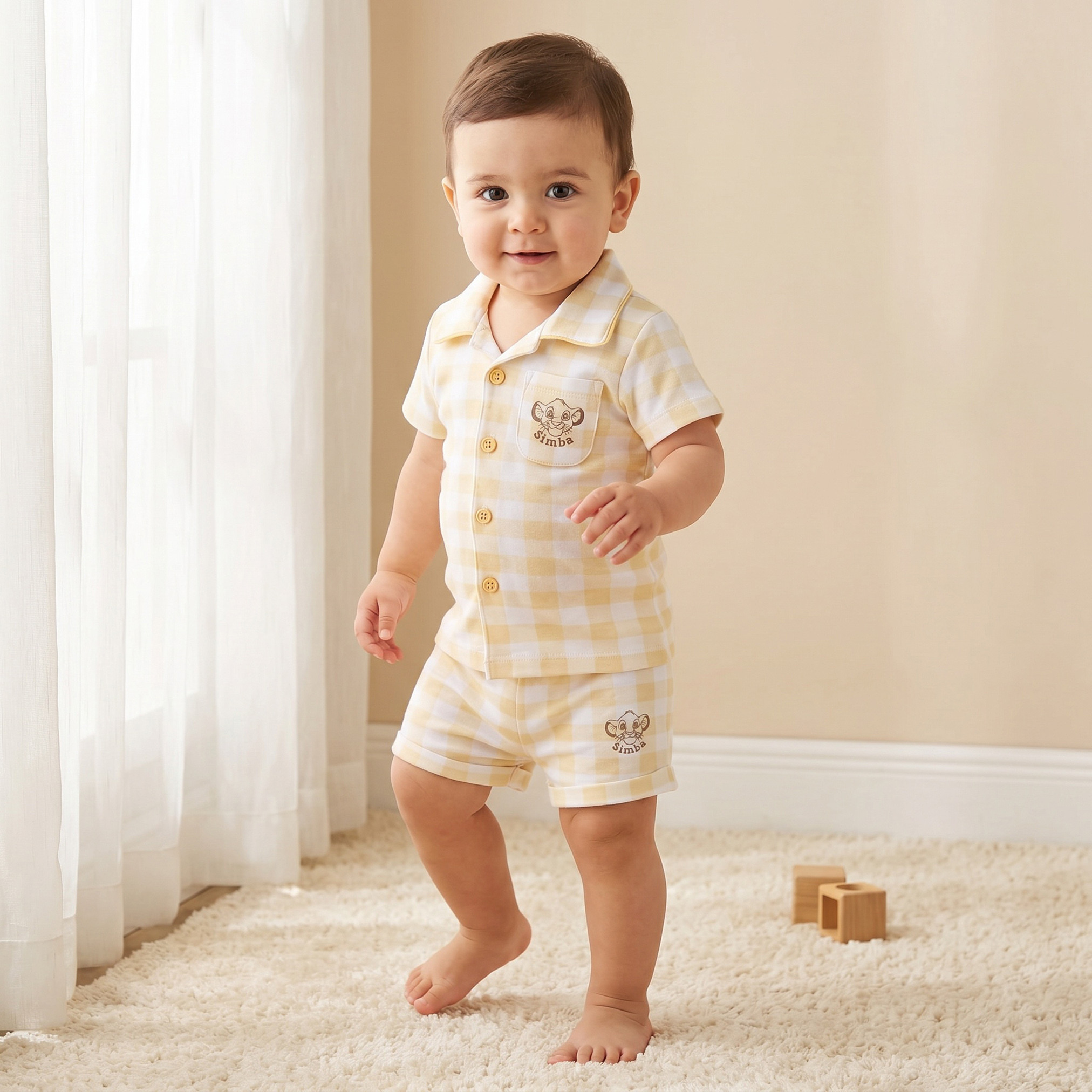Disney Collared Short Sleeves Shirt and Shorts Set with Simba Print-baby-boys-clothing-setsandcoords-image-1