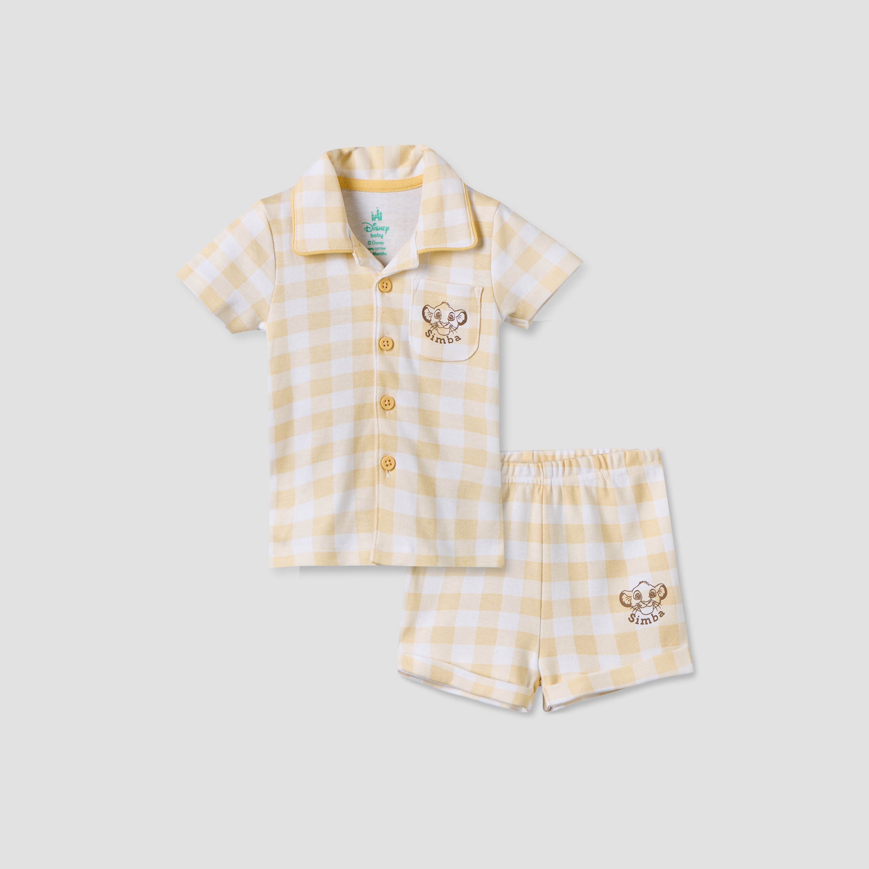 Disney Collared Short Sleeves Shirt and Shorts Set with Simba Print-baby-boys-clothing-setsandcoords-image-2