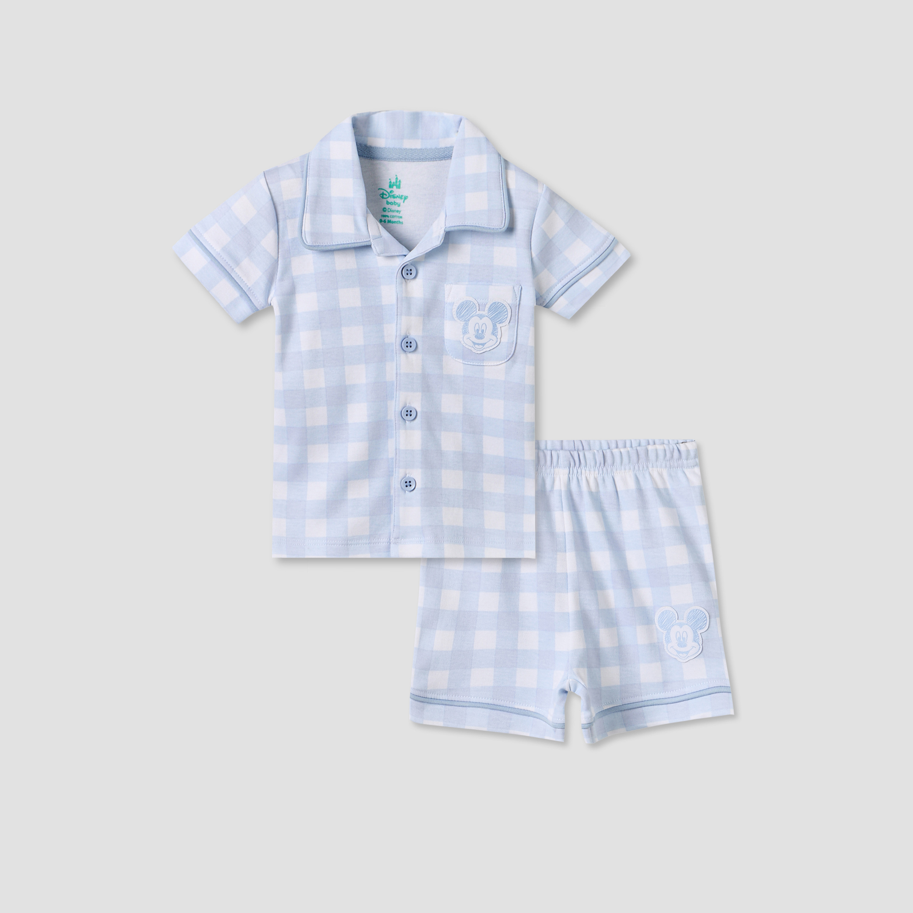 Disney Collared Short Sleeves Shirt and Shorts Set with Mickey Mouse Applique-baby-boys-clothing-setsandcoords-image-2