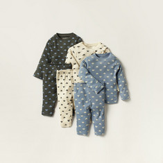 Juniors Elephant Print Long Sleeves Top and Pyjamas - Set of 3