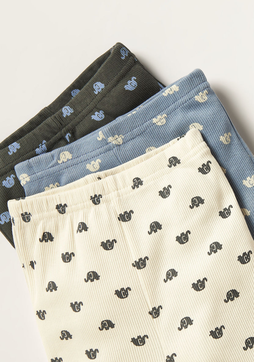 Juniors Elephant Print Long Sleeves Top and Pyjamas - Set of 3-Pyjama Sets-image-2