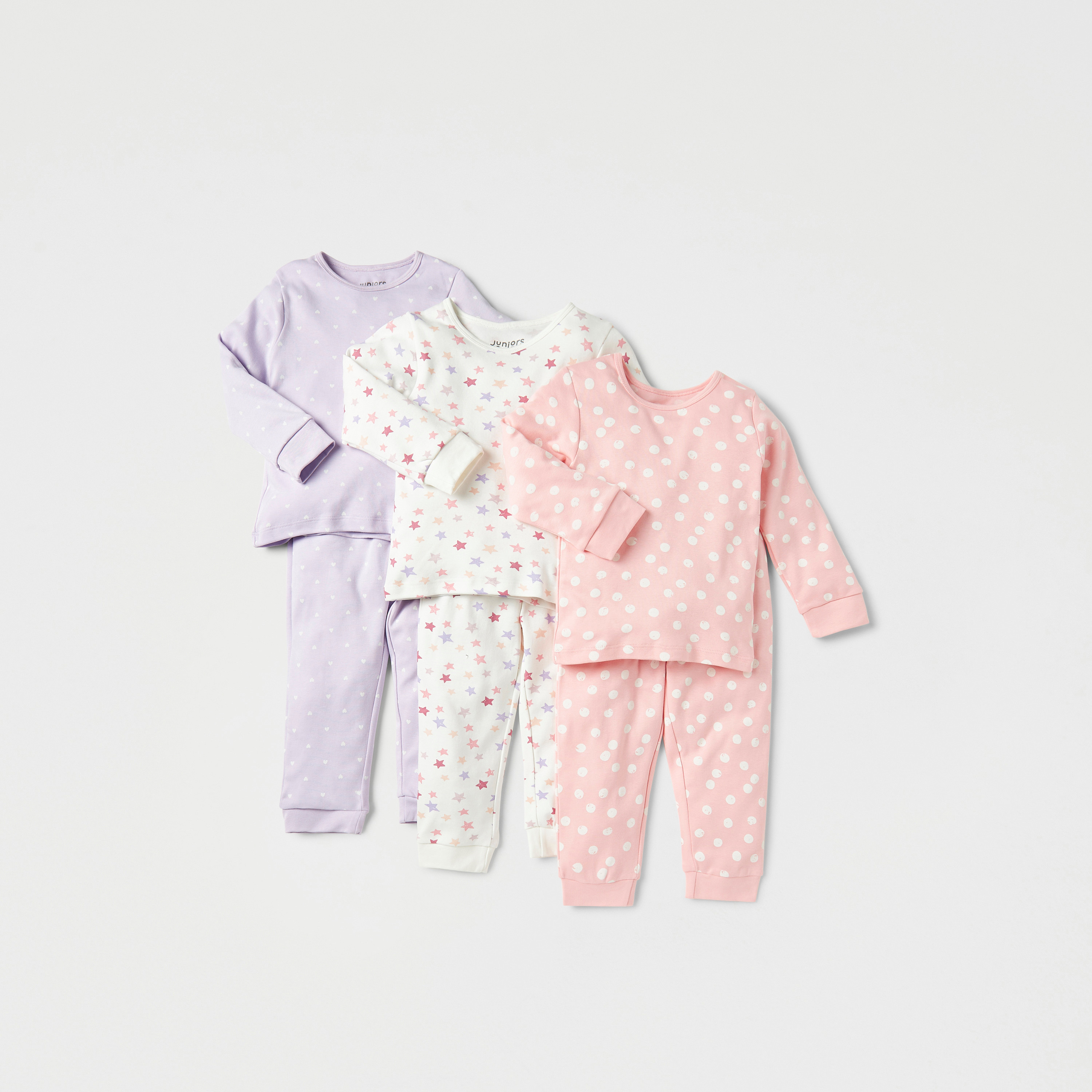Juniors All-Over Print T-shirt and Pyjama - Set of 3-baby-girls-clothing-nightwear-pyjamasets-image-1
