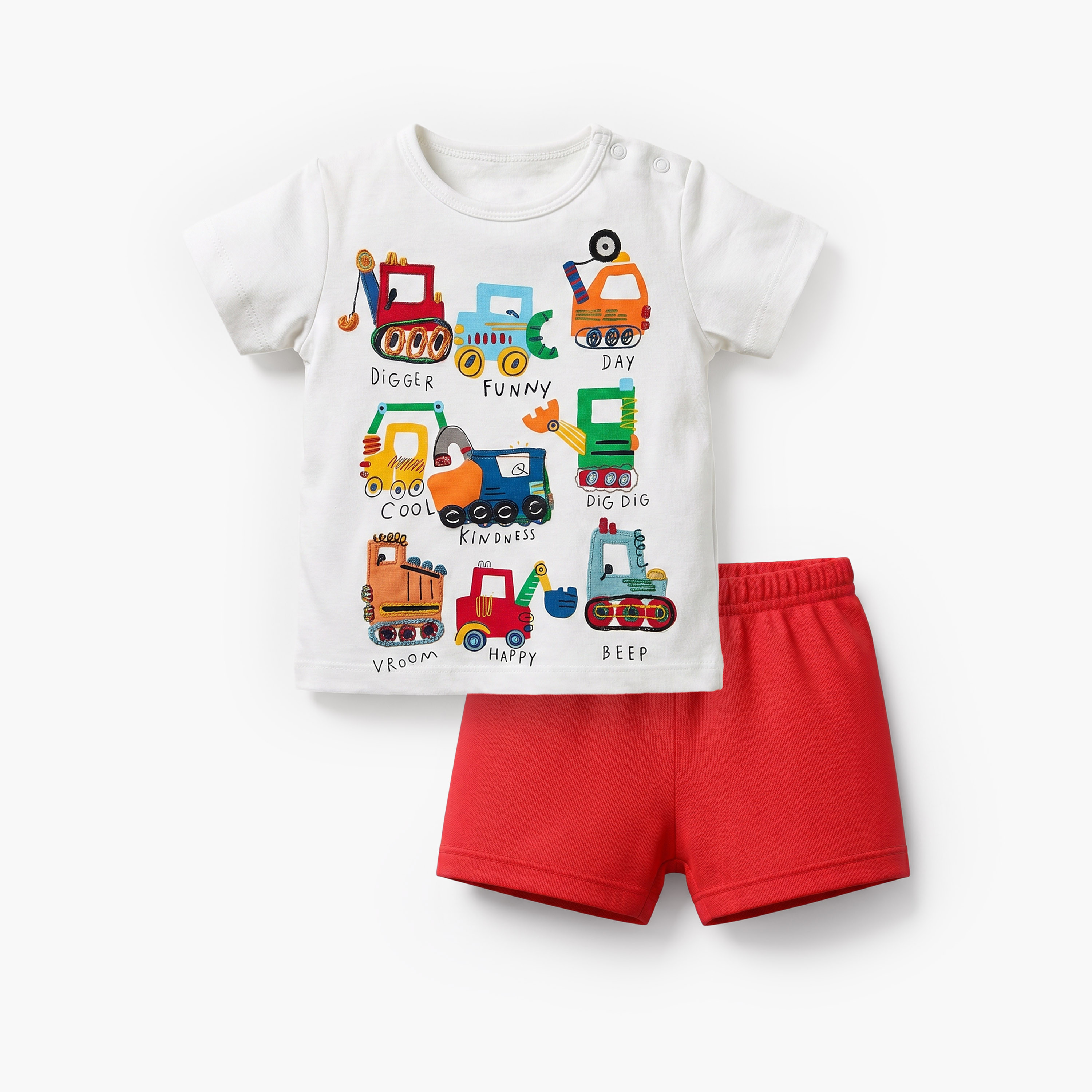 طقم تيشيرت برقبة ضيقة وأكمام قصيرة وشورت بطبعات من جونيورز-baby-boys-clothing-setsandcoords-image-1