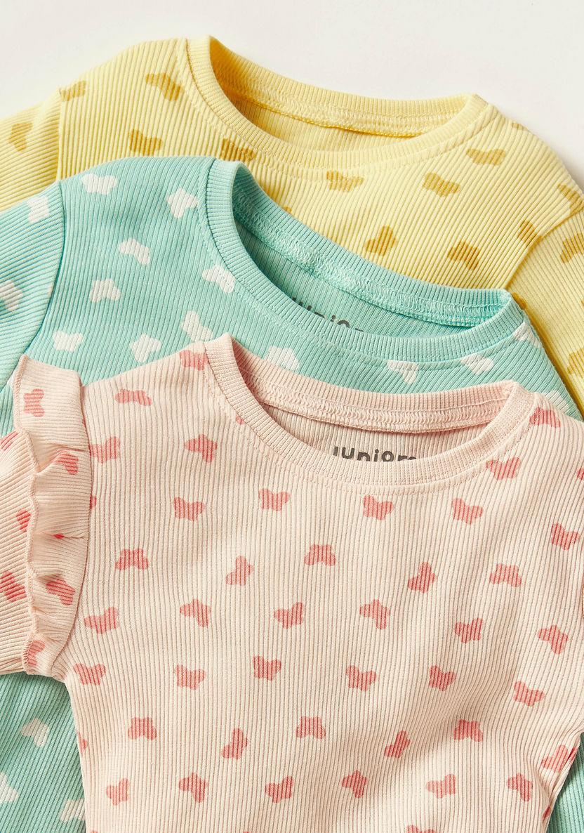 Juniors Butterfly Print Long Sleeves Top and Pyjamas - Set of 3-Pyjama Sets-image-1