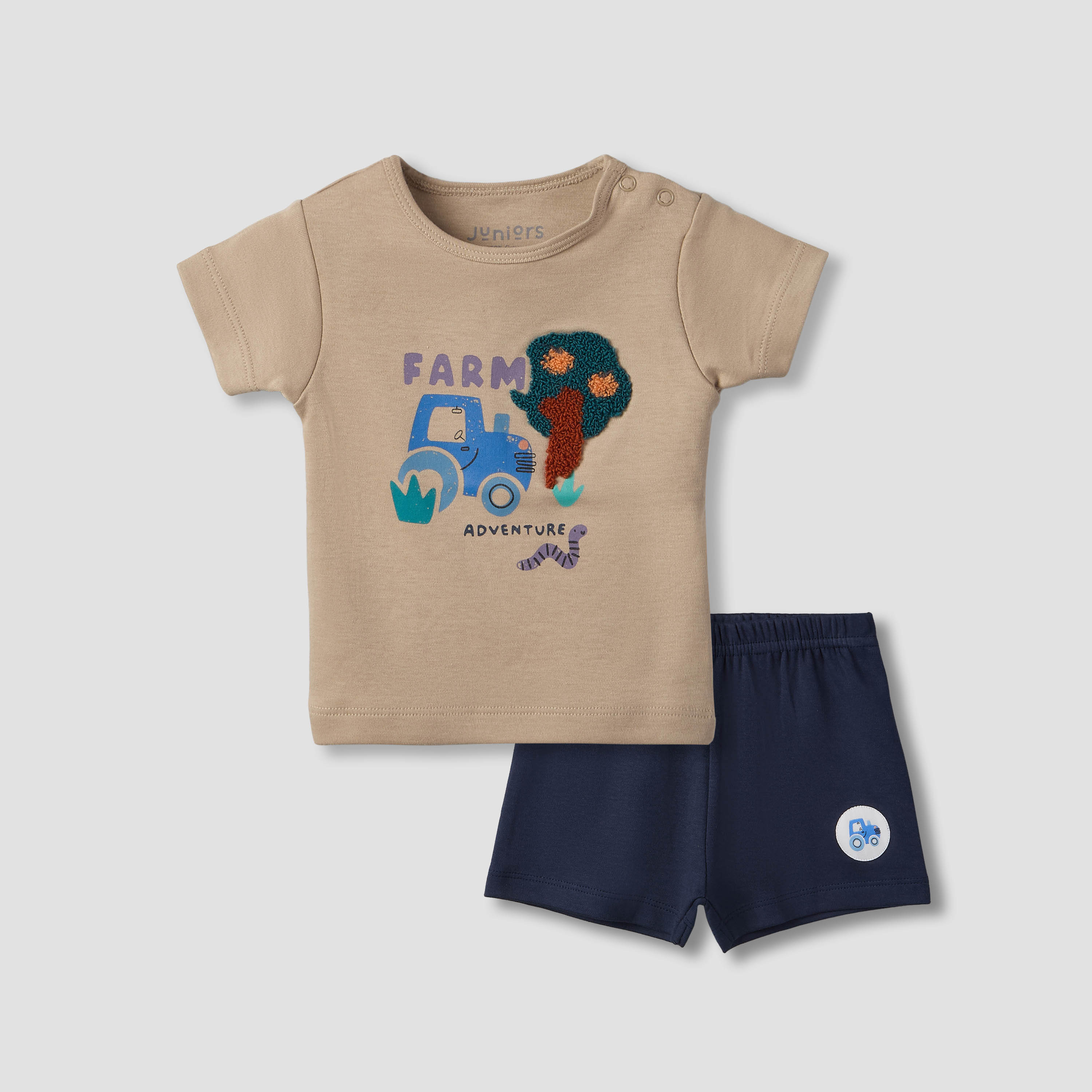 طقم شورت وتيشيرت بأكمام قصيرة وياقة ضيقة بطبعات مزرعة من جونيورز-baby-boys-clothing-setsandcoords-image-2