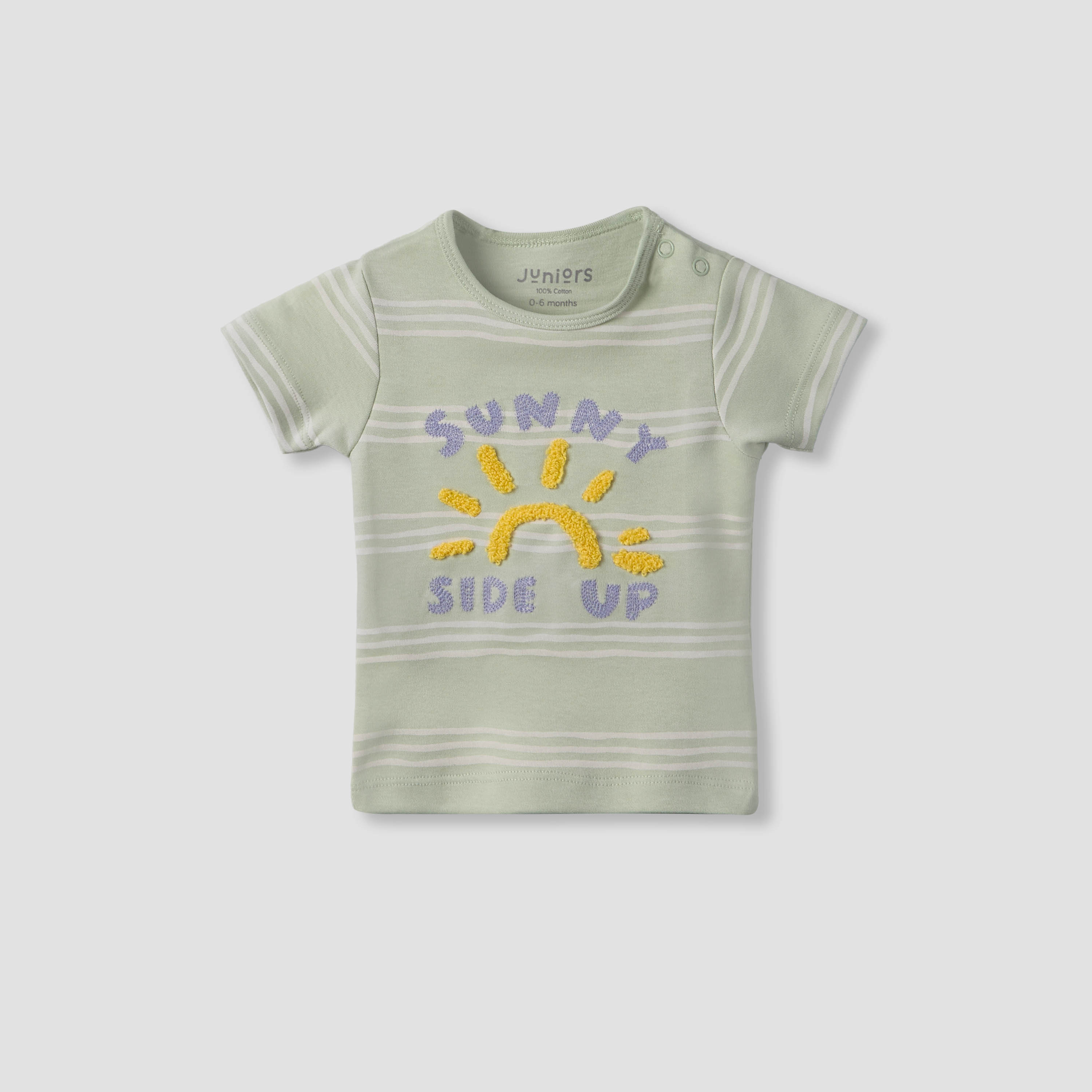 Juniors Crew Neck Short Sleeves T-shirt and Shorts Set with Sun Applique-baby-boys-clothing-setsandcoords-image-2