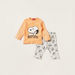 Disney Peanuts Print Crew Neck T-shirt and Pyjama Set-Pyjama Sets-thumbnailMobile-0