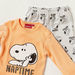 Disney Peanuts Print Crew Neck T-shirt and Pyjama Set-Pyjama Sets-thumbnailMobile-1