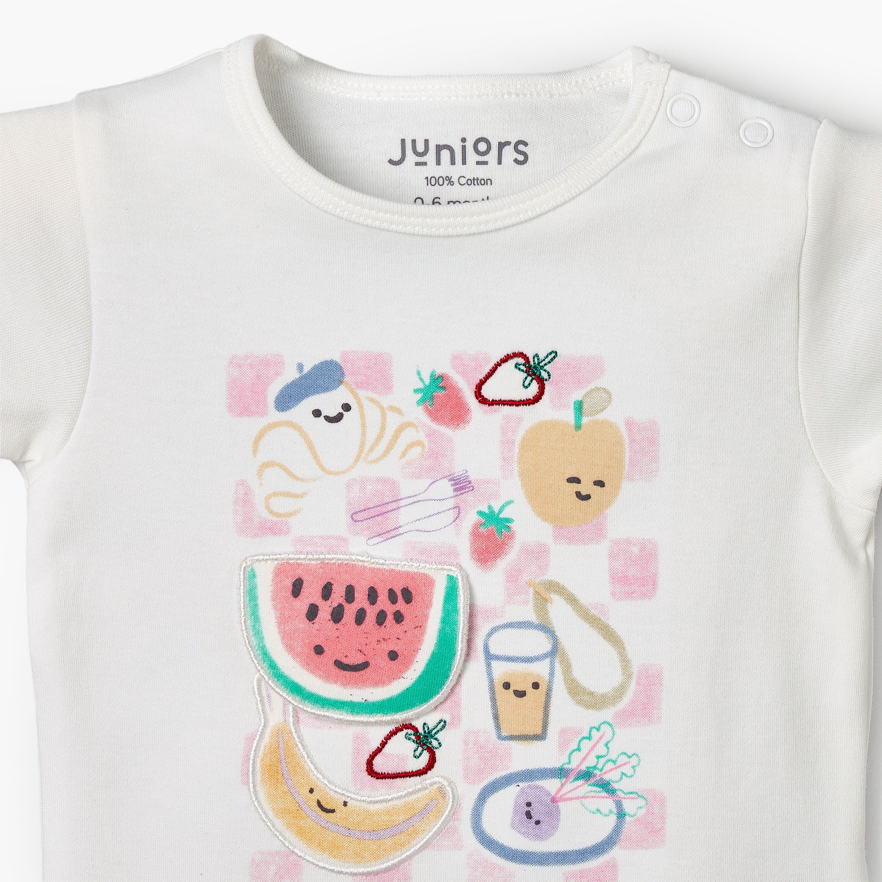 Juniors Crew Neck Short Sleeves T-shirt and Shorts Set with Food Print-baby-girls-clothing-setsandcoords-image-6