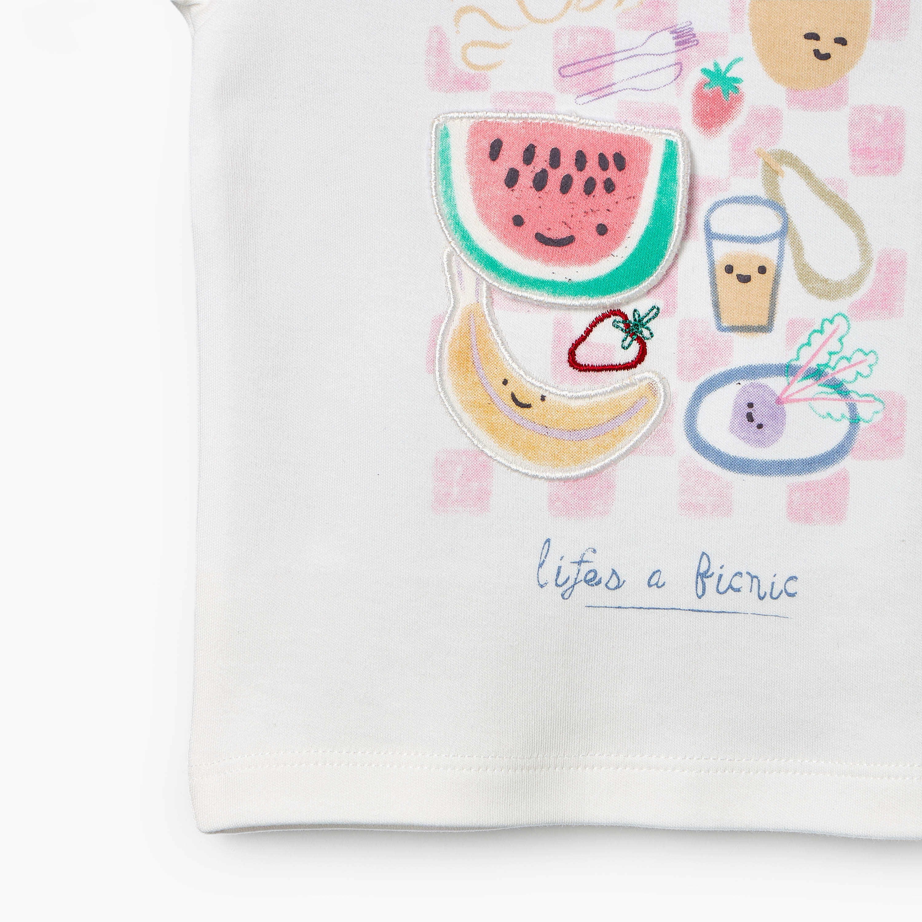 Juniors Crew Neck Short Sleeves T-shirt and Shorts Set with Food Print-baby-girls-clothing-setsandcoords-image-7