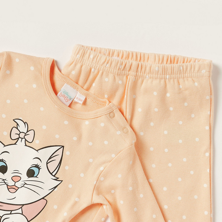 Disney Marie Cat Printed Long Sleeves T-shirt and Pyjama Set
